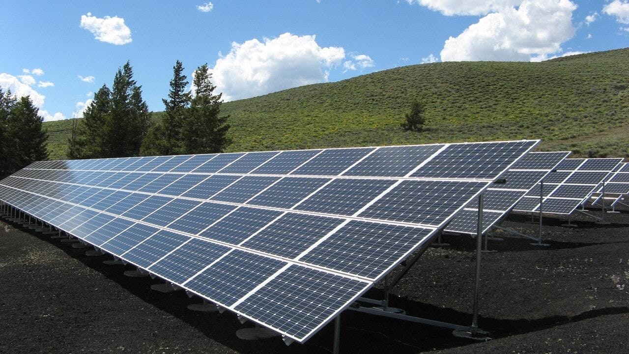 Black and silver solar panels 159397