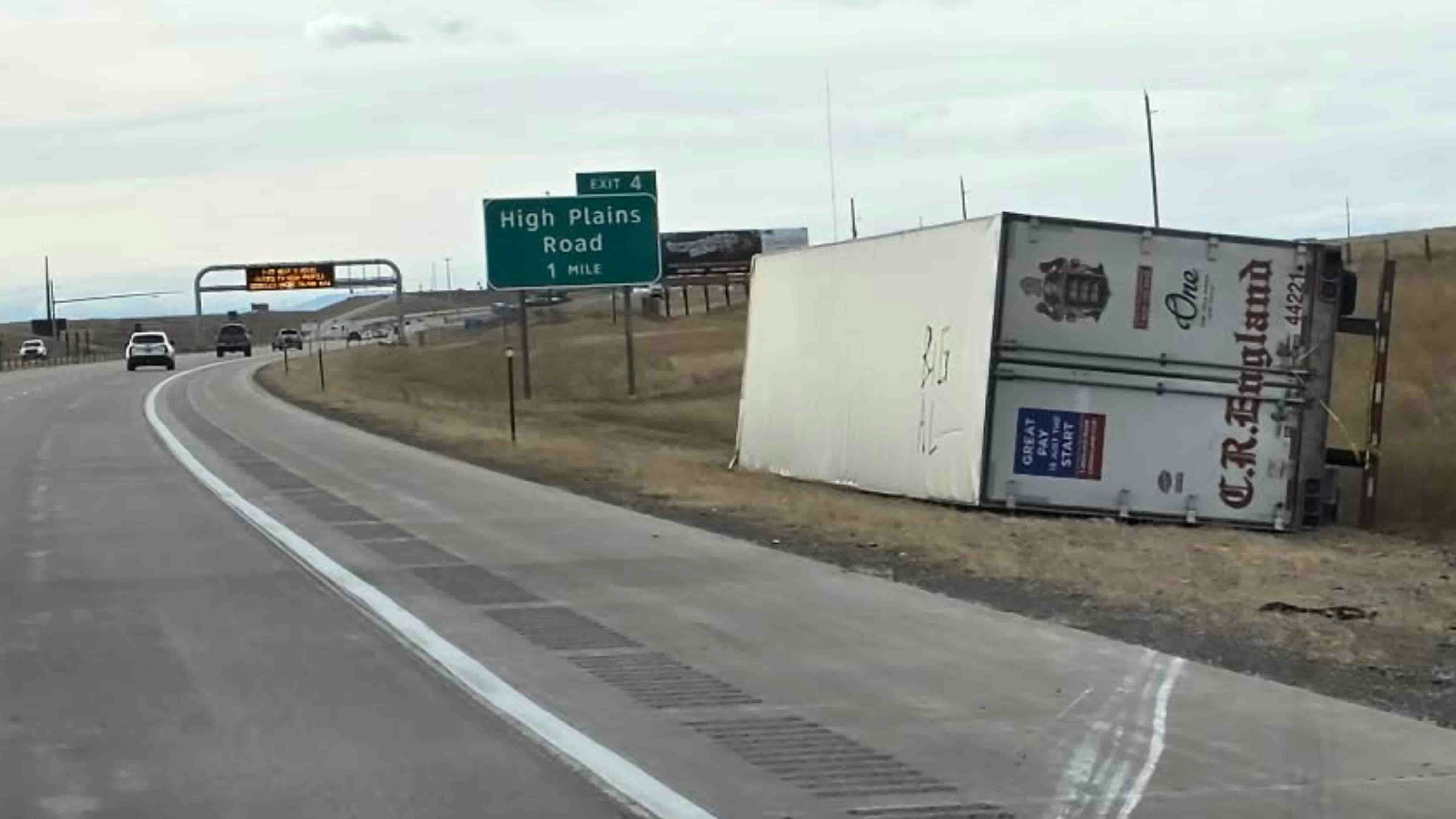 The Wyoming Highway Patrol had confirmed at least 21 blowovers on Wyoming's highways during Tuesday's winter windstorm.