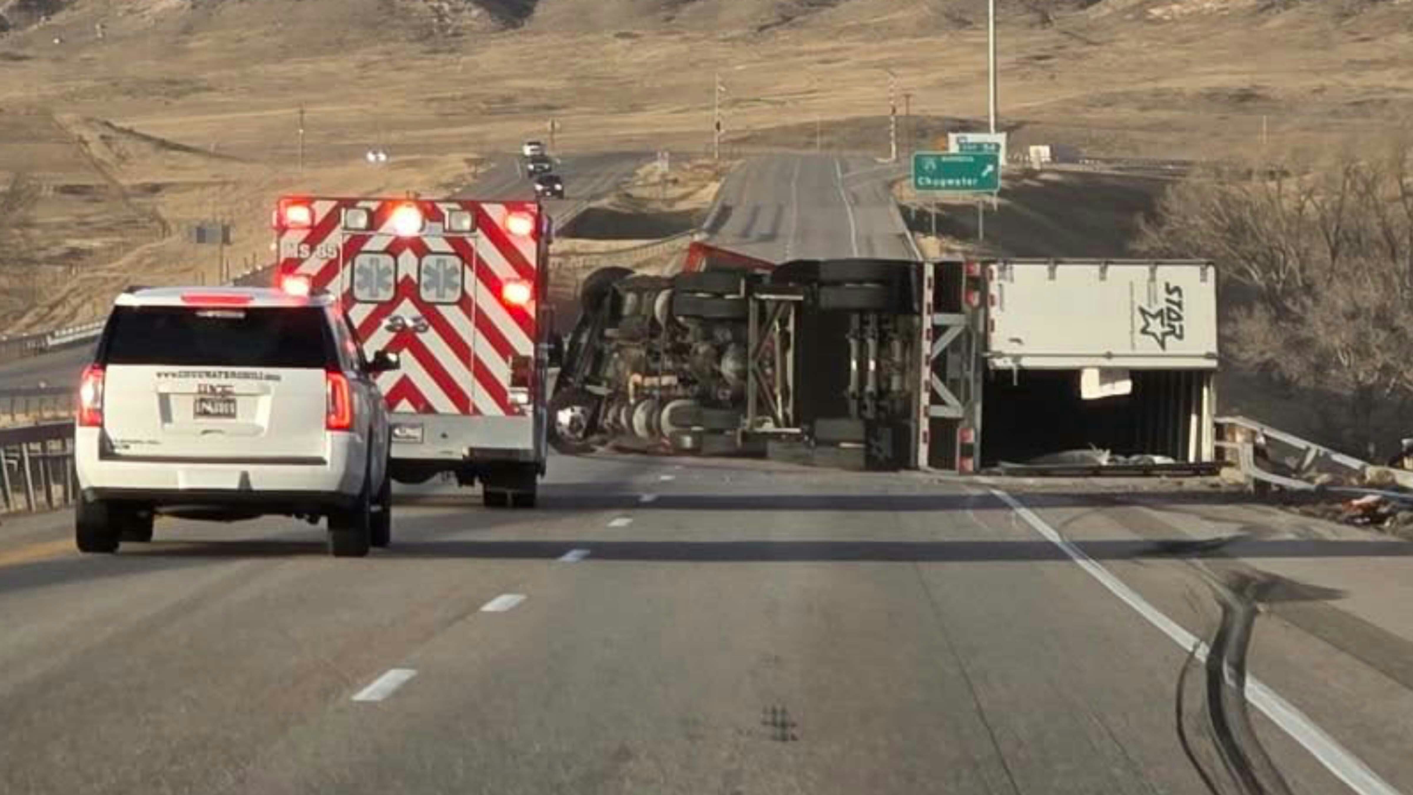 The Wyoming Highway Patrol had confirmed at least 21 blowovers on Wyoming's highways during Tuesday's winter windstorm.