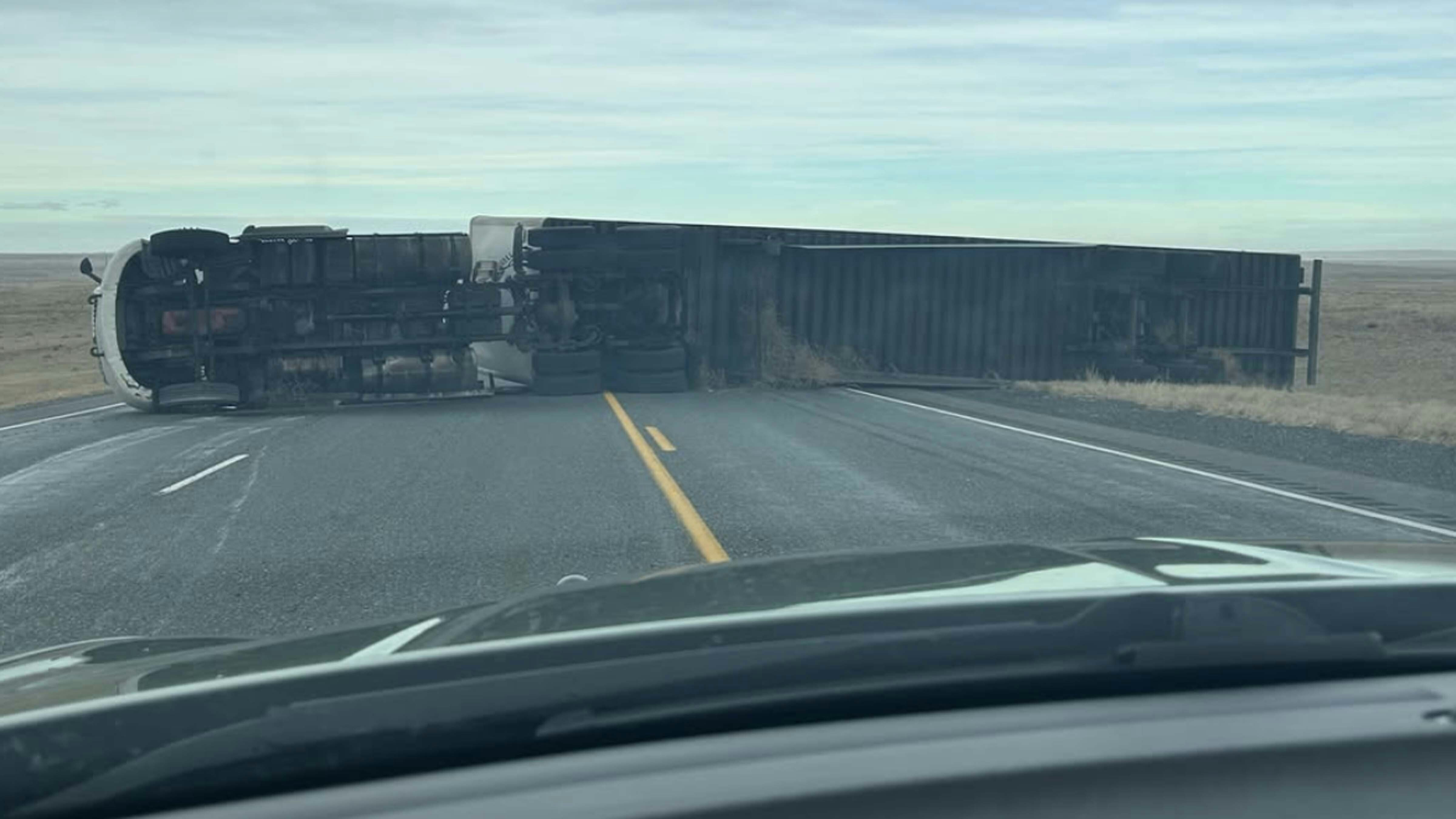 The Wyoming Highway Patrol had confirmed at least 21 blowovers on Wyoming's highways during Tuesday's winter windstorm.