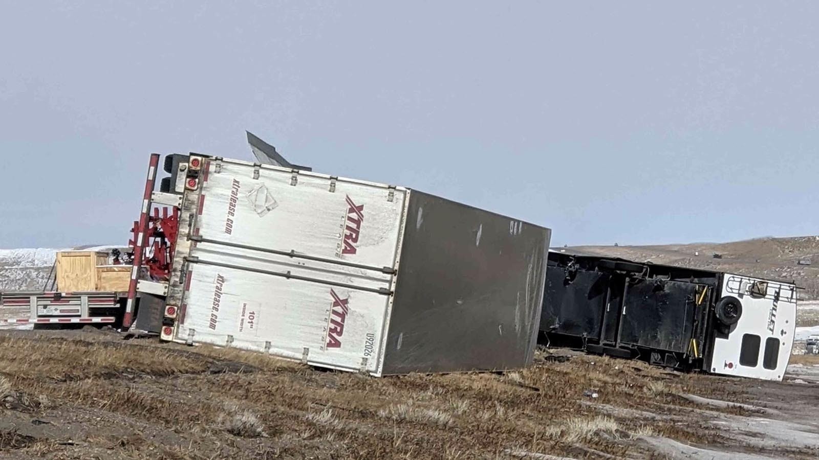 Wind has always been a concern for semis driving on Wyoming highways, as shown in this file photo.