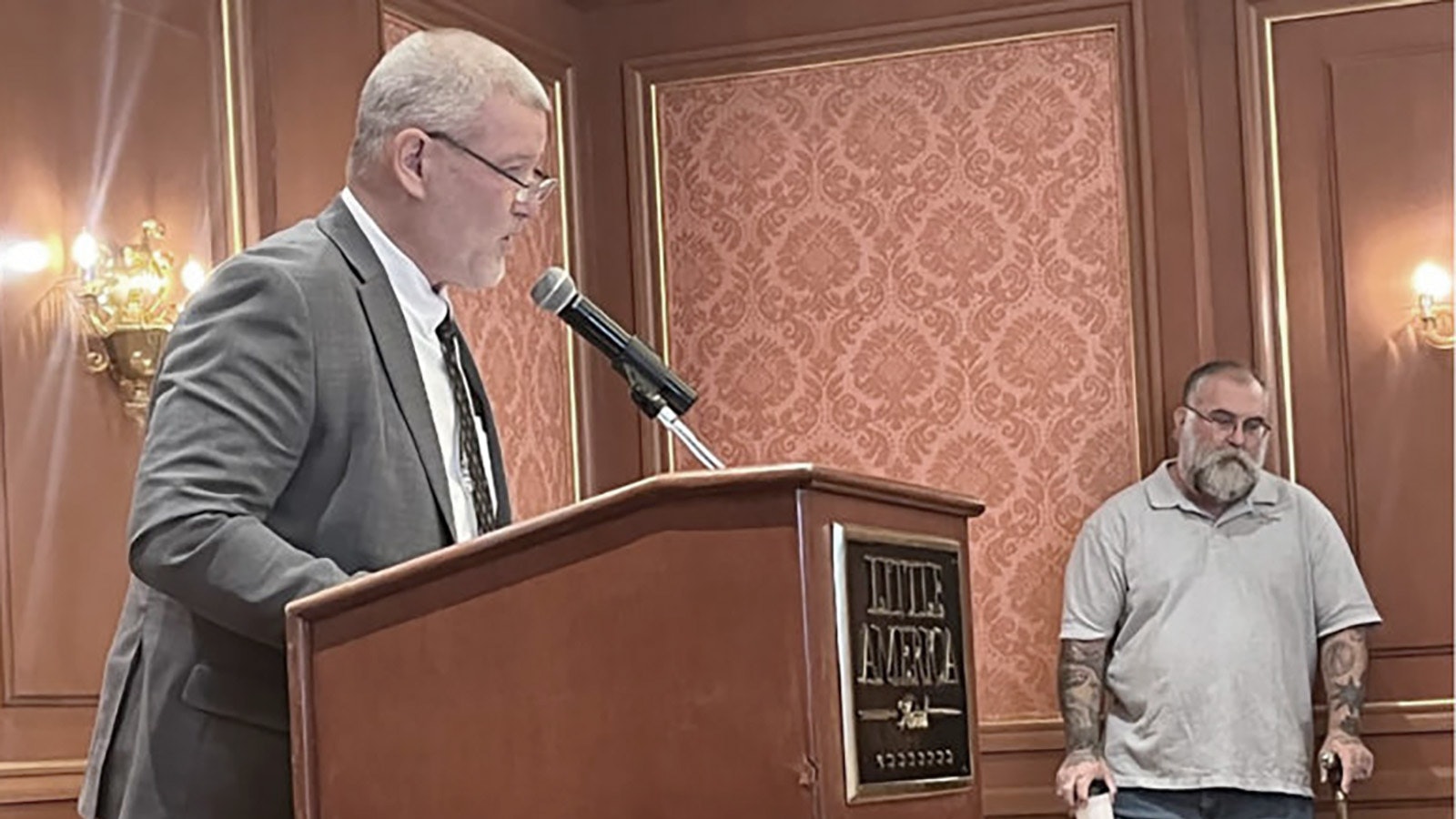 Brian Schroeder during his Stop the Sexualization of Our Children press conference at Little America in Cheyenne on Oct. 25, 2022.