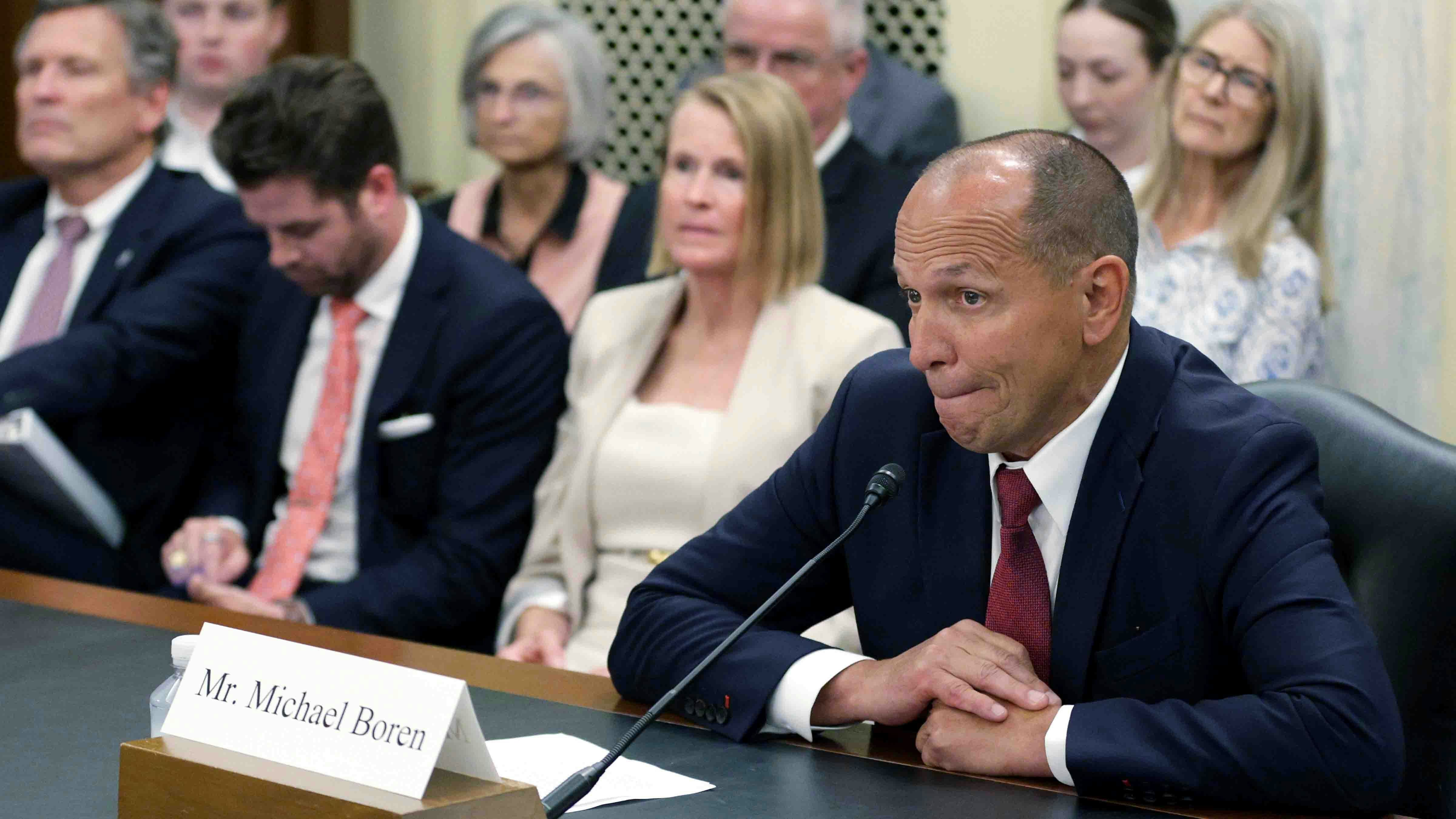 Michael Boren testifies during a confirmation hearing at the Russell Senate Office Building on Capitol Hill on June 3, 2025 in Washington, DC. Boren will become Under Secretary of Agriculture for Natural Resources and Environment if confirmed by the Senate.
