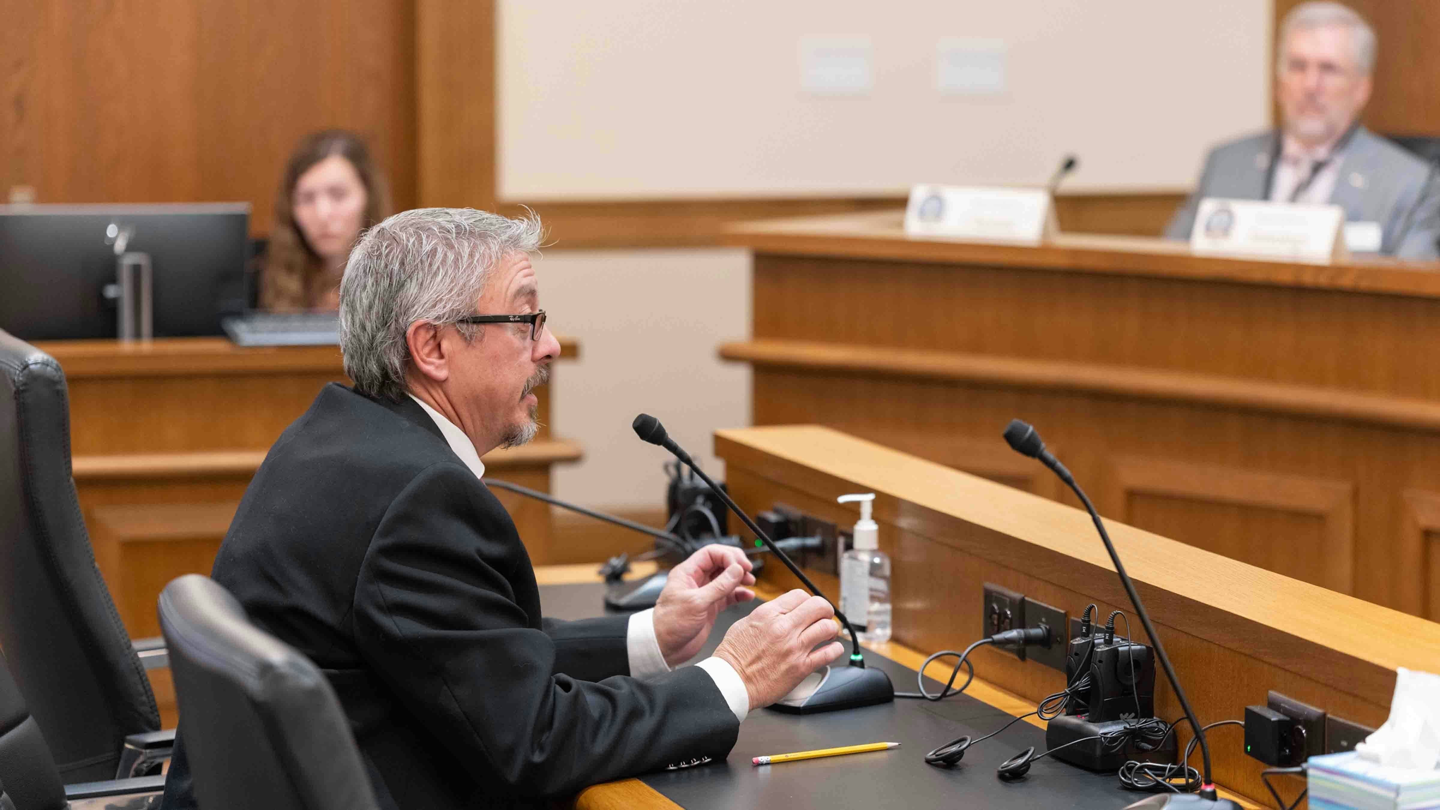 State Sen. Anthony Bouchard testifying in favor of Senate File 105 on March 4, 2024