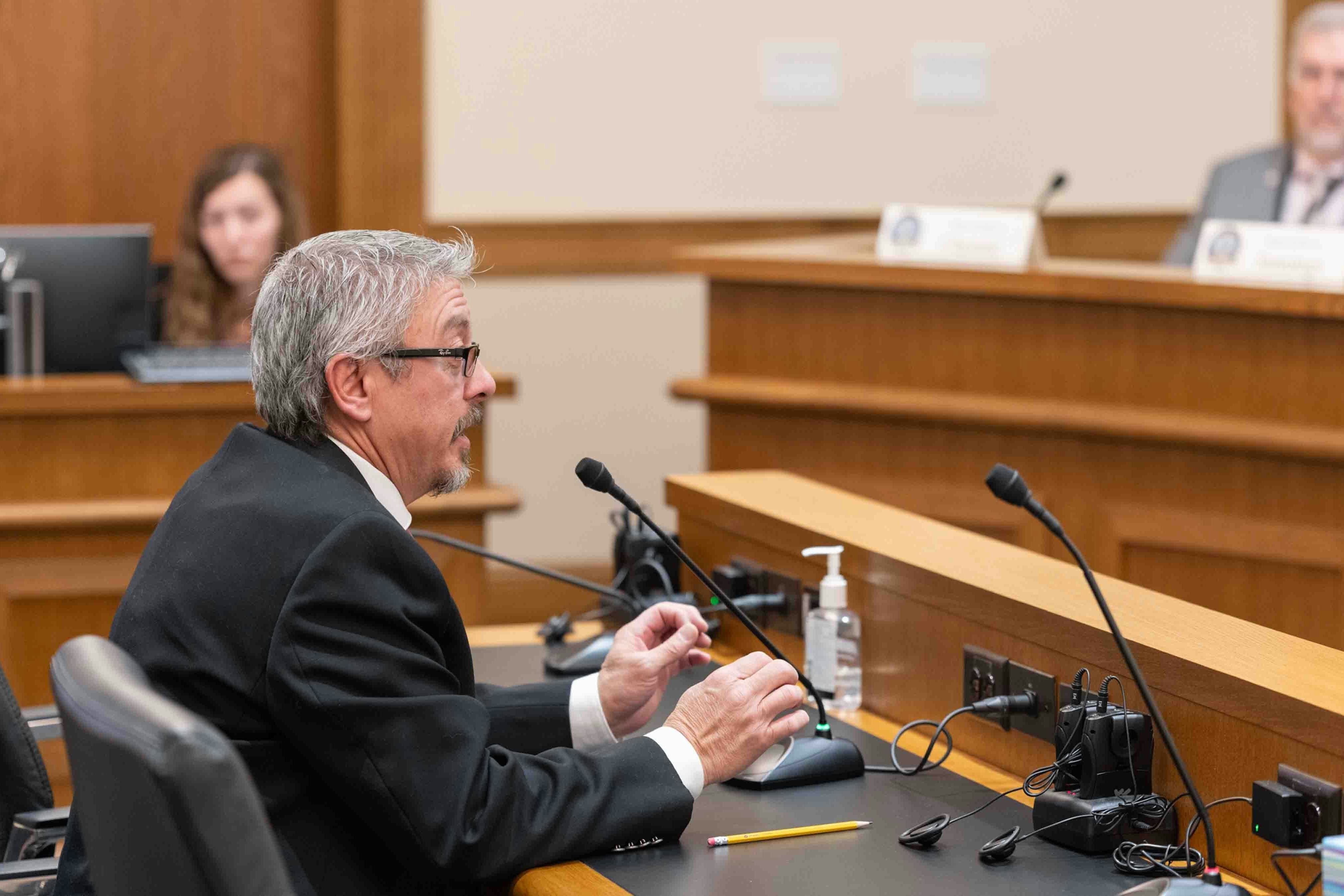 State Sen. Anthony Bouchard testifying in favor of Senate File 105 on March 4, 2024