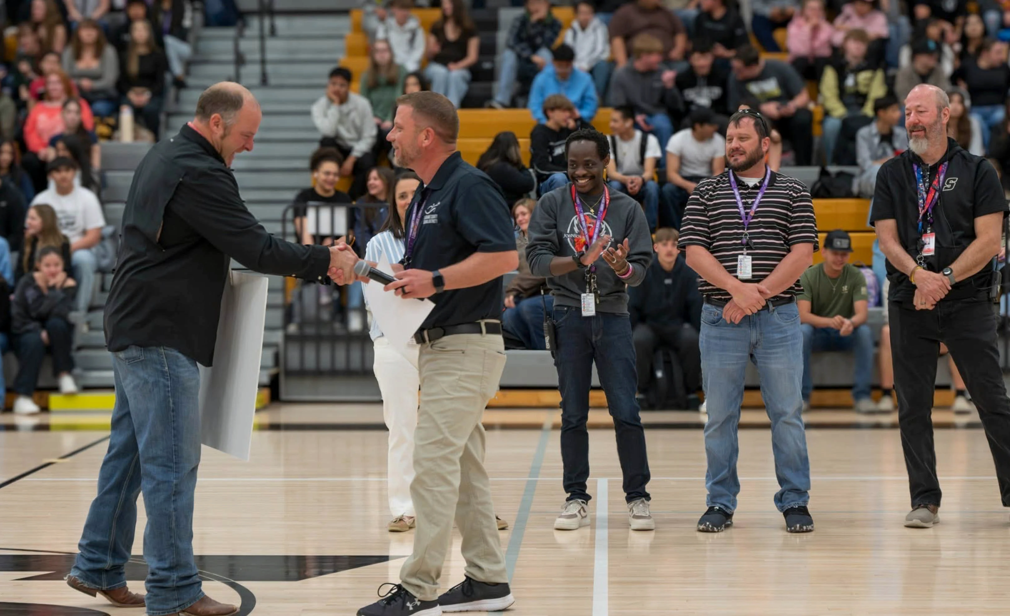 Brian Cox winning Larmie County School District 1's 2027 teacher of the year award in April. He went on to win the statewide title Oct 11 out of 48 teachers.