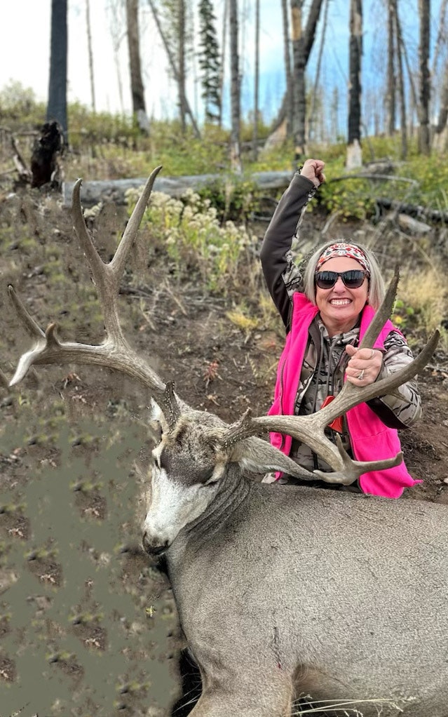 Rock Springs resident Lori Dickinson shot this gigantic mule deer buck on a general season tag near Bondurant.