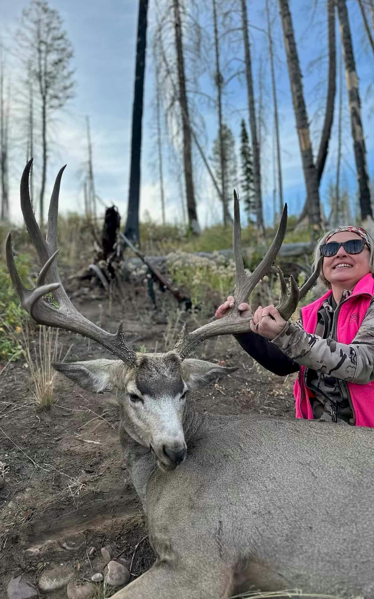 Rock Springs resident Lori Dickinson shot this gigantic mule deer buck on a general season tag near Bondurant.