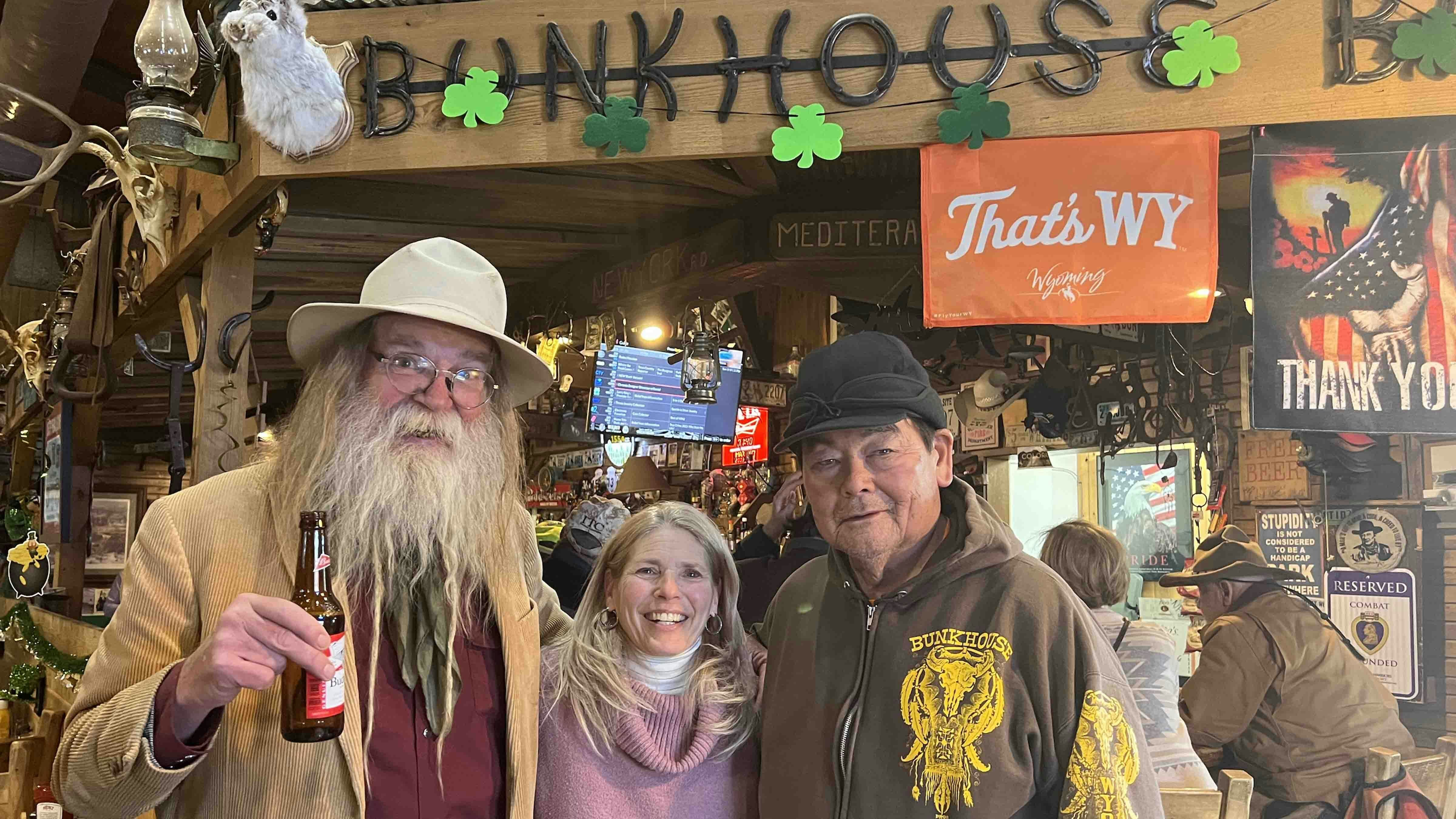 Rod Miller with the owners of The Bunkhouse, Eldon and Terry Hongo