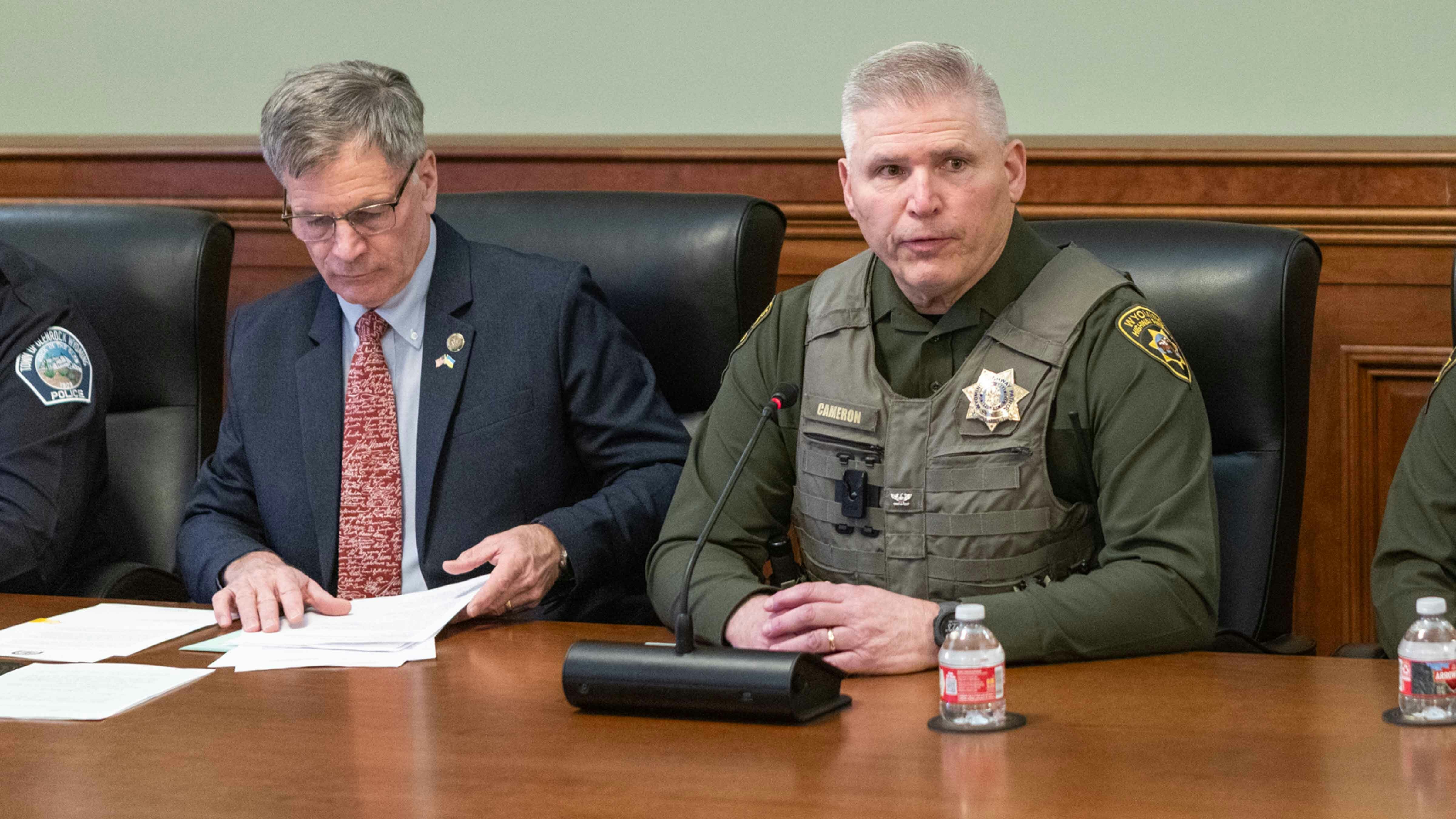 The Wyoming Department of Transportation on Tuesday announced that the head of the Wyoming Highway Patrol Col. Tim Cameron (right) is retiring.