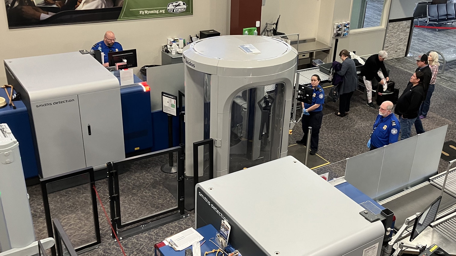 Travelers move through the security checkpoint at the Casper/Natrona International Airport.