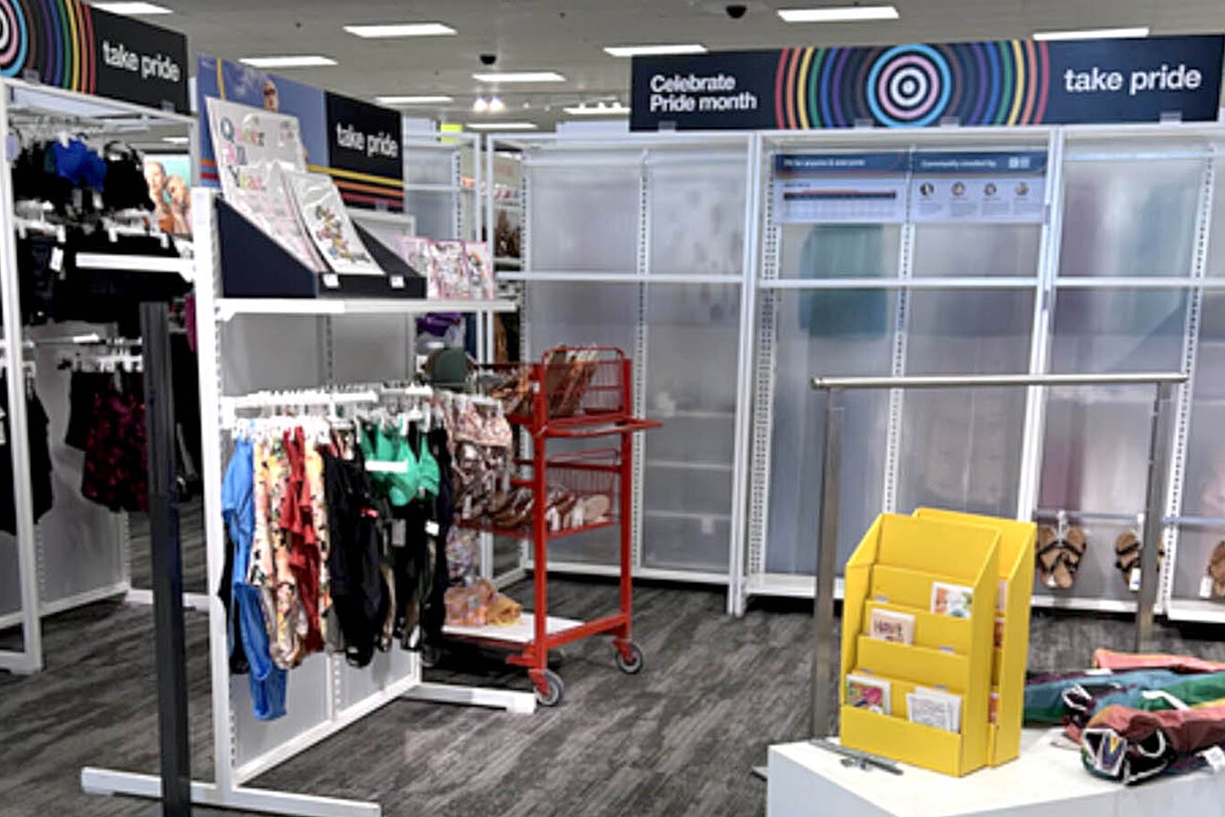 The Pride Collection display at the Casper Target store is bare Thursday as it moves some of the display's items to the back of the store in the wake of national protests over the collection.