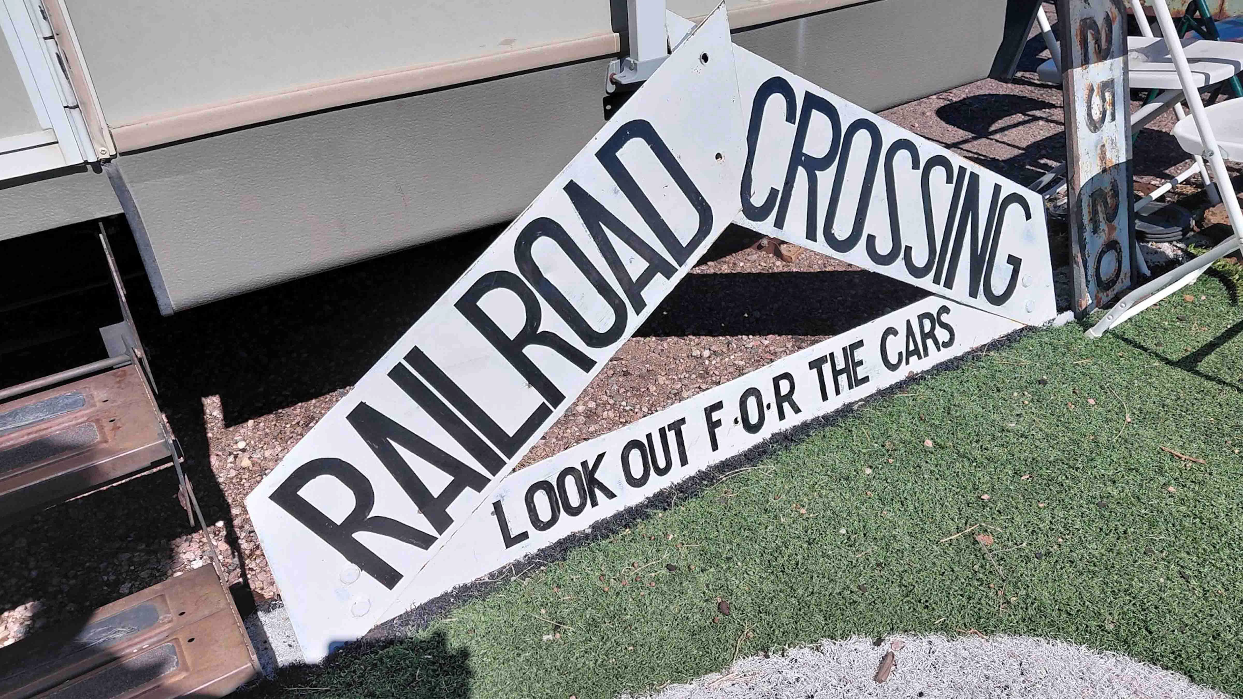Old railroad crossing sign for CBQ railroad