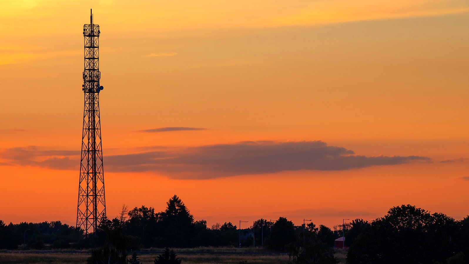 Cell tower at sunset