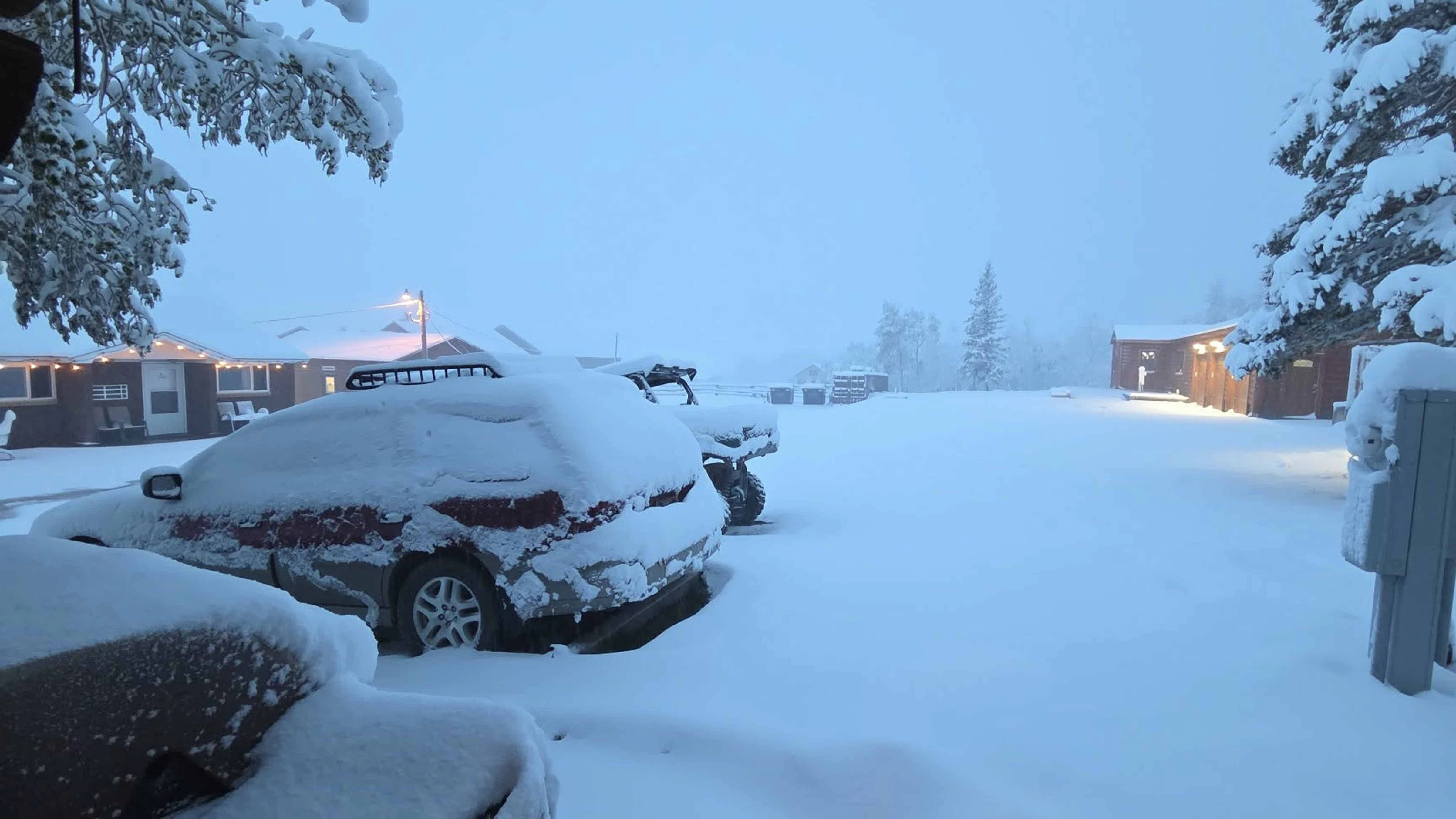 Snow in Centennial, Wyoming, on Monday, May 18, 2026