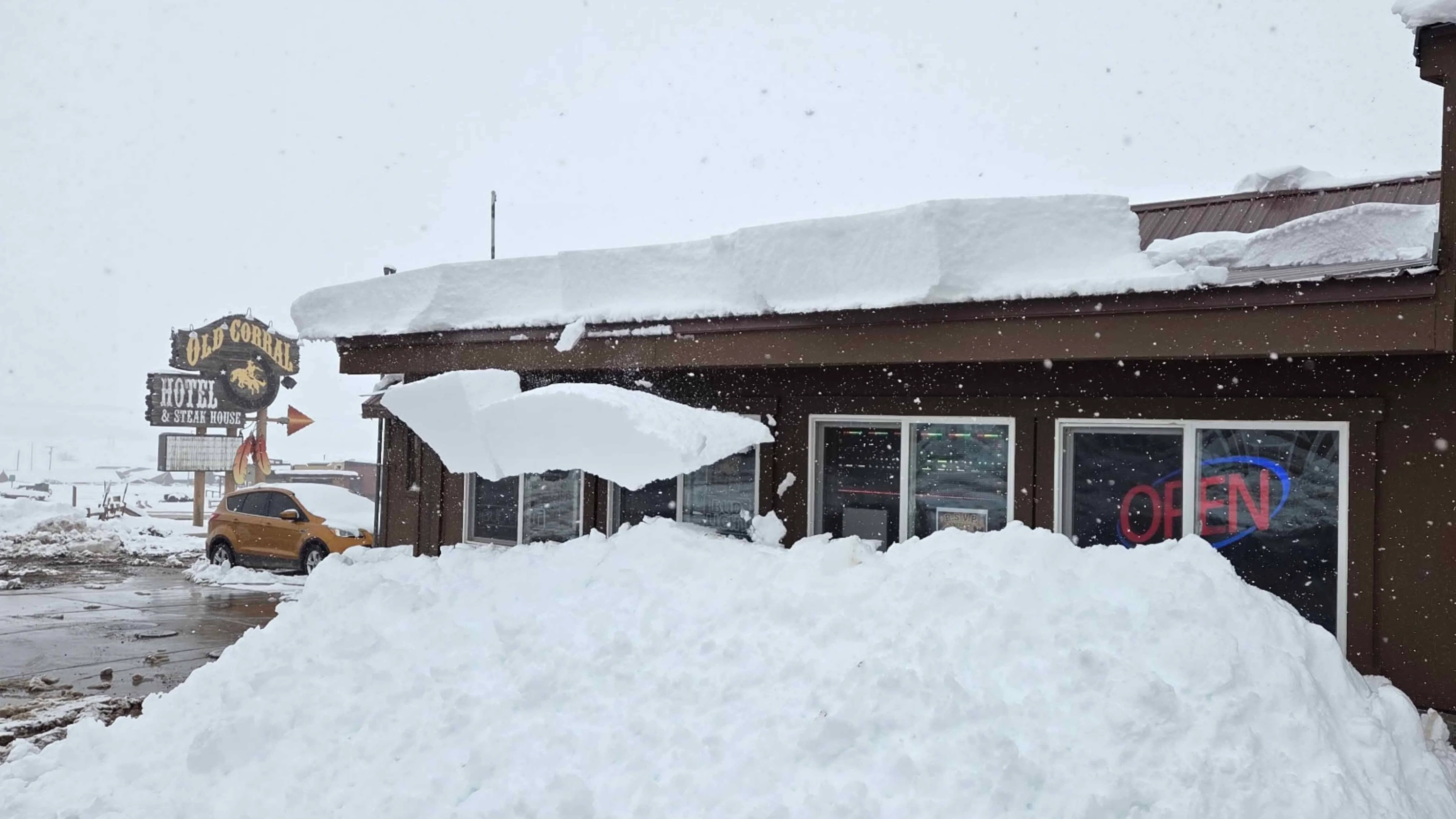 Snow at The Friendly Store in Centennial, Wyoming, on Monday, May 18, 2026
