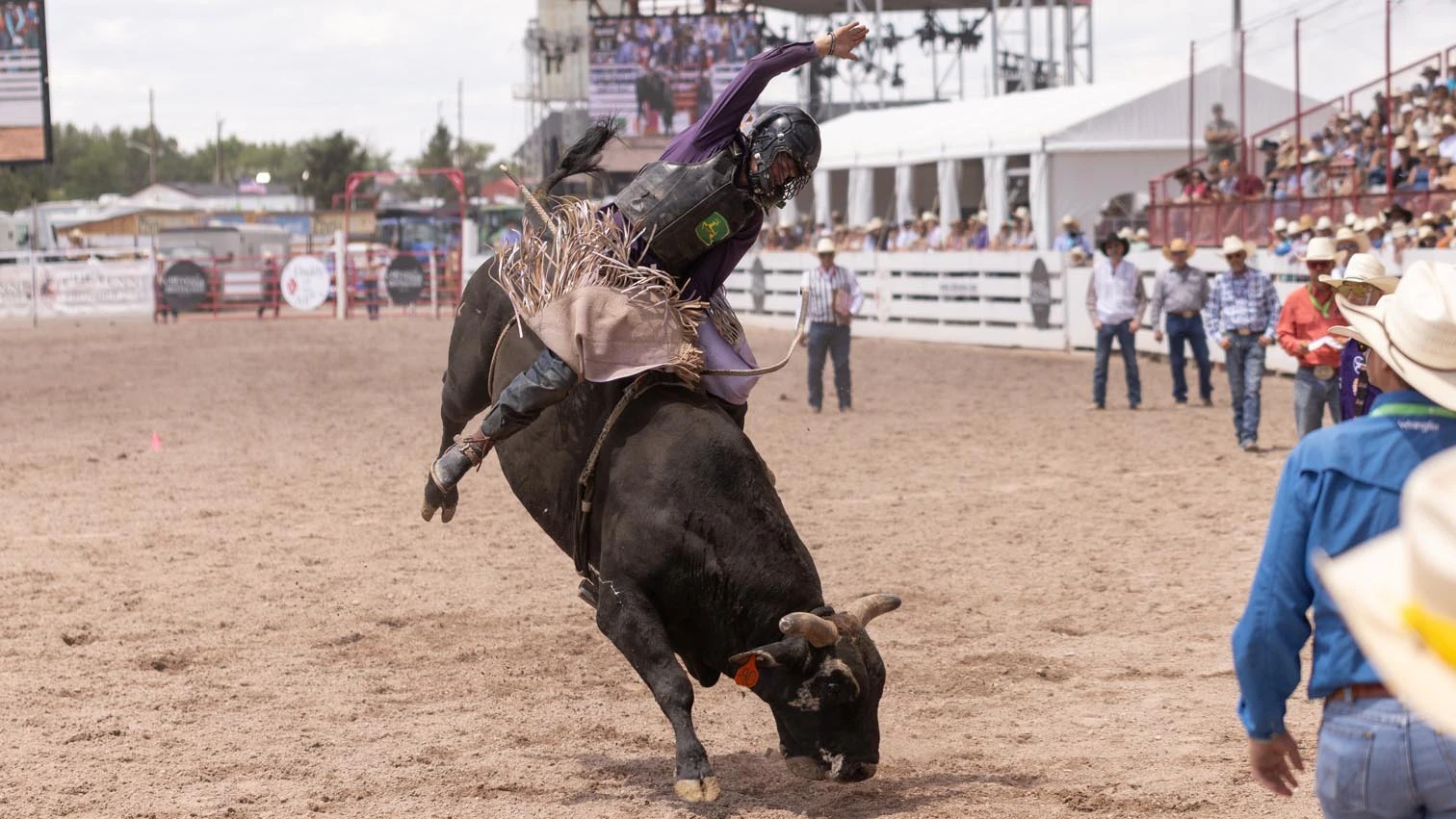 Brenson Bartlett from Cheyenne, WY in the bull riding at Cheyenne Frontier Days on Sunday, July 19, 2026.