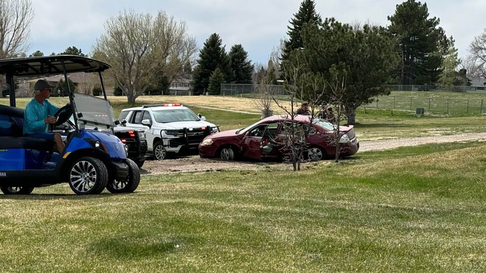 A high-speed chase through Wheatland, Wyoming, on Monday ended on the course the Wheatland Golf Club.