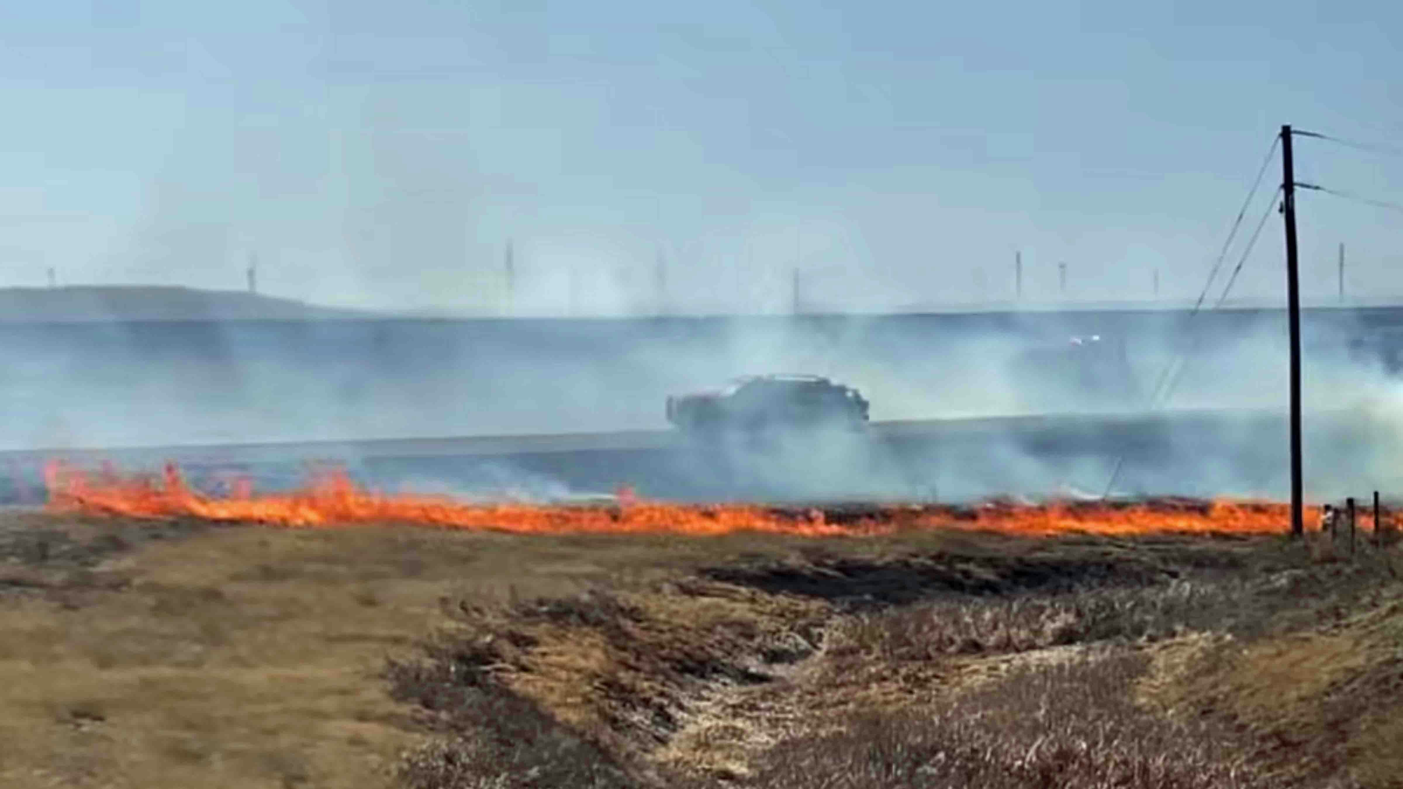 Wildfire in Cheyenne, south of Interstate 80 on February 24, 2024