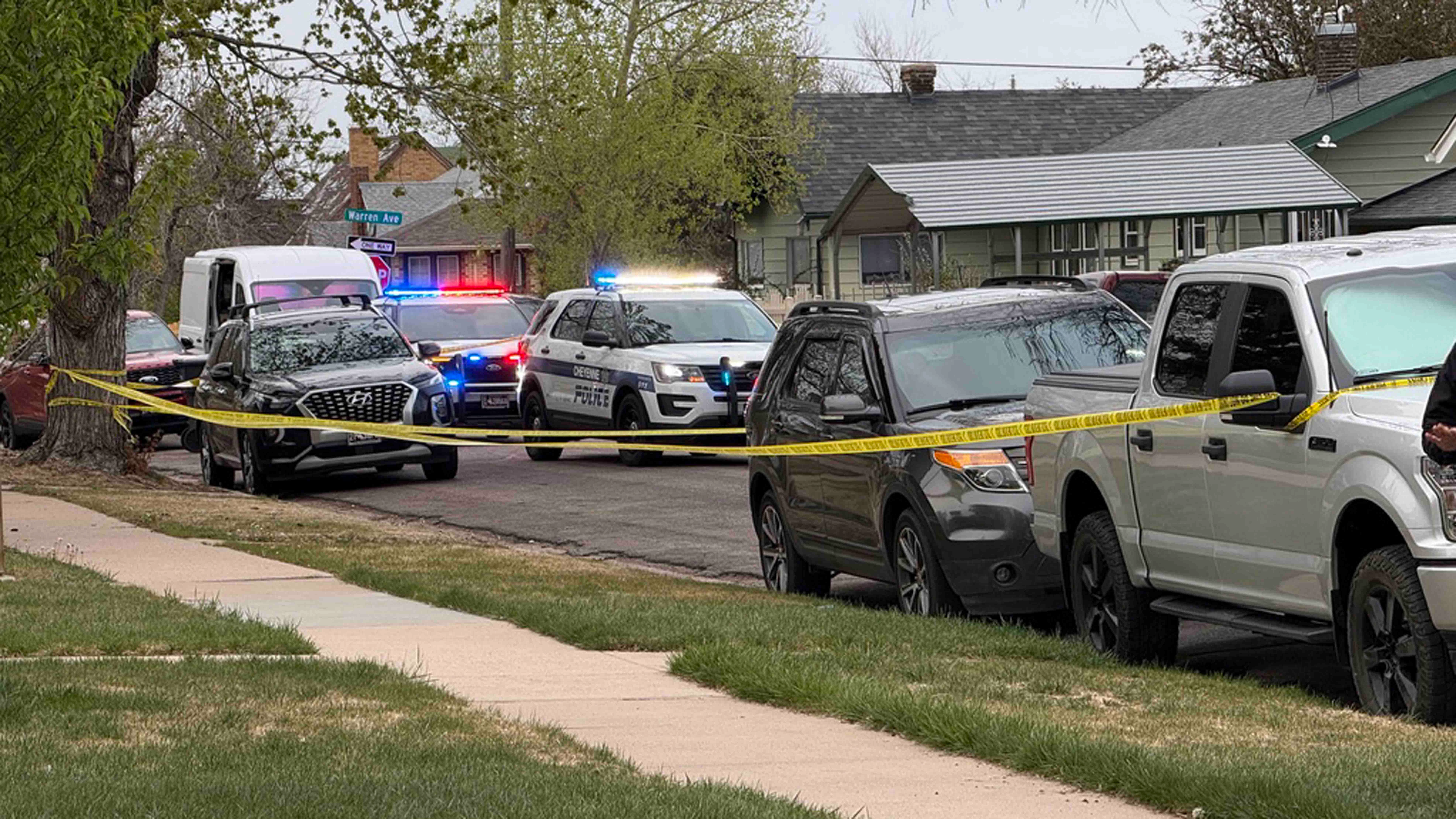 Police tape was set up early Thursday morning at the scene of a reported shooting in Cheyenne