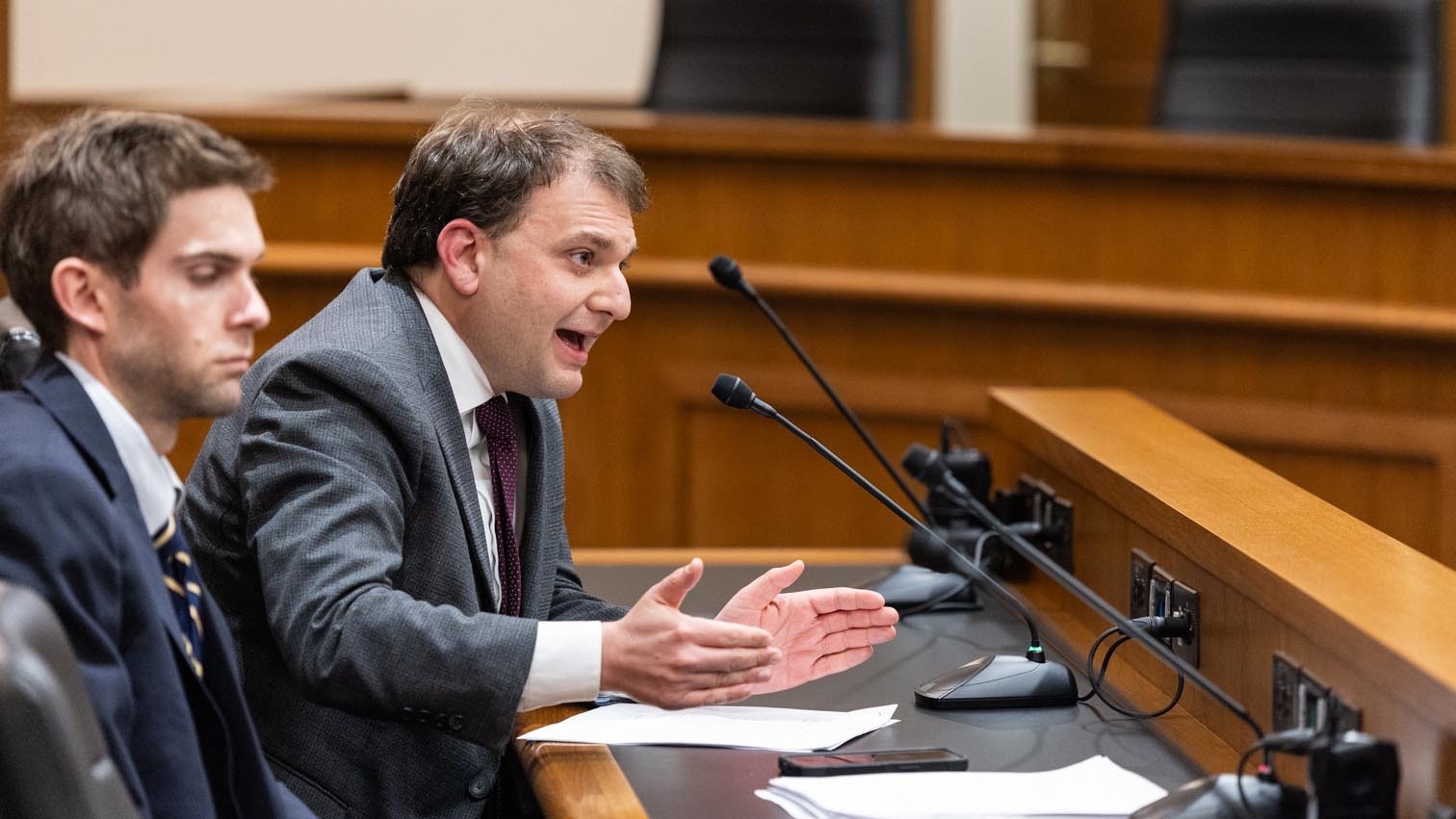 Secretary of State Chuck Gray testifying at the House Corporations Committee Meeting.