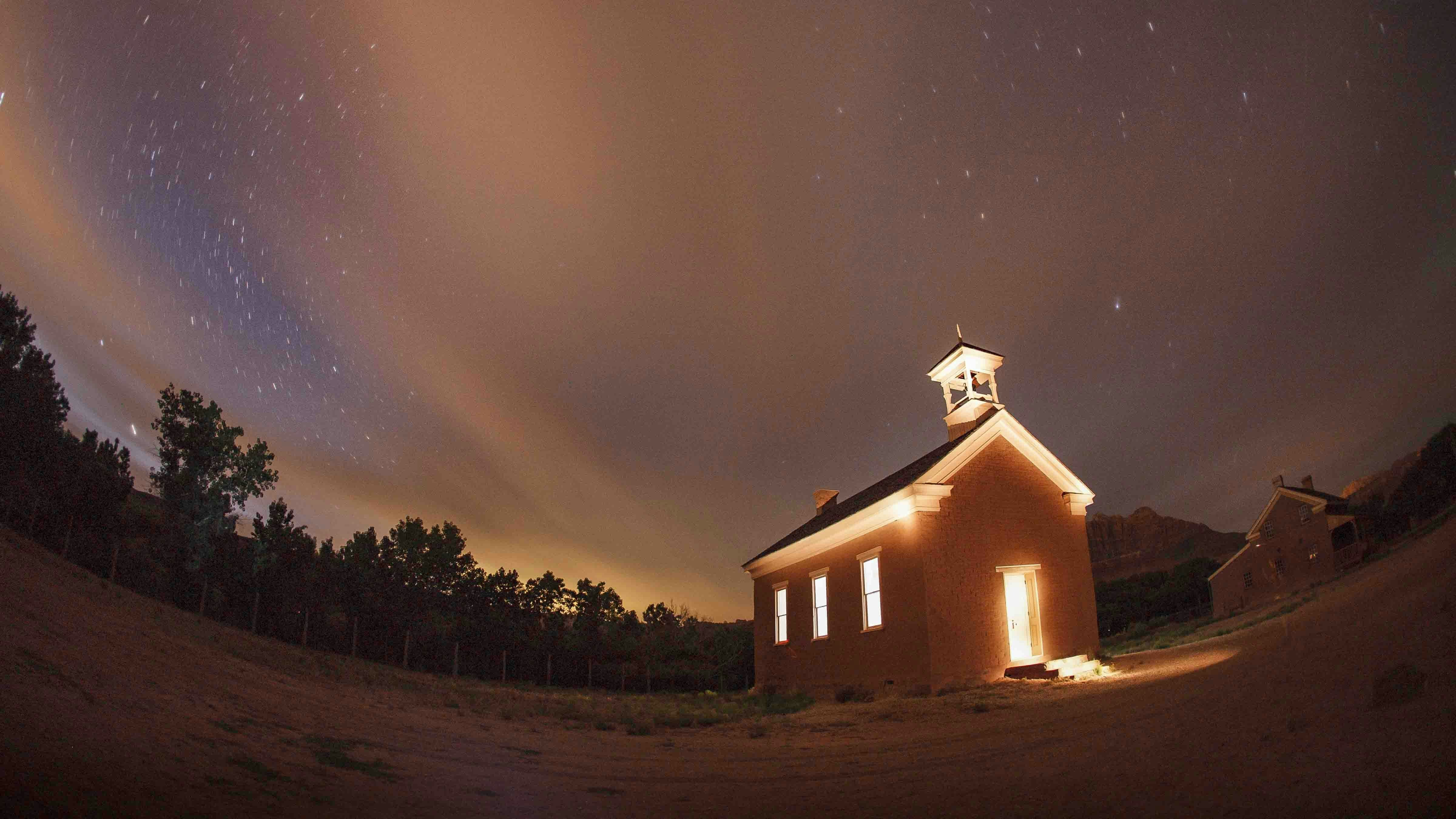 Midnight at the famous church from Butch Cassidy and the Sundance Kid.