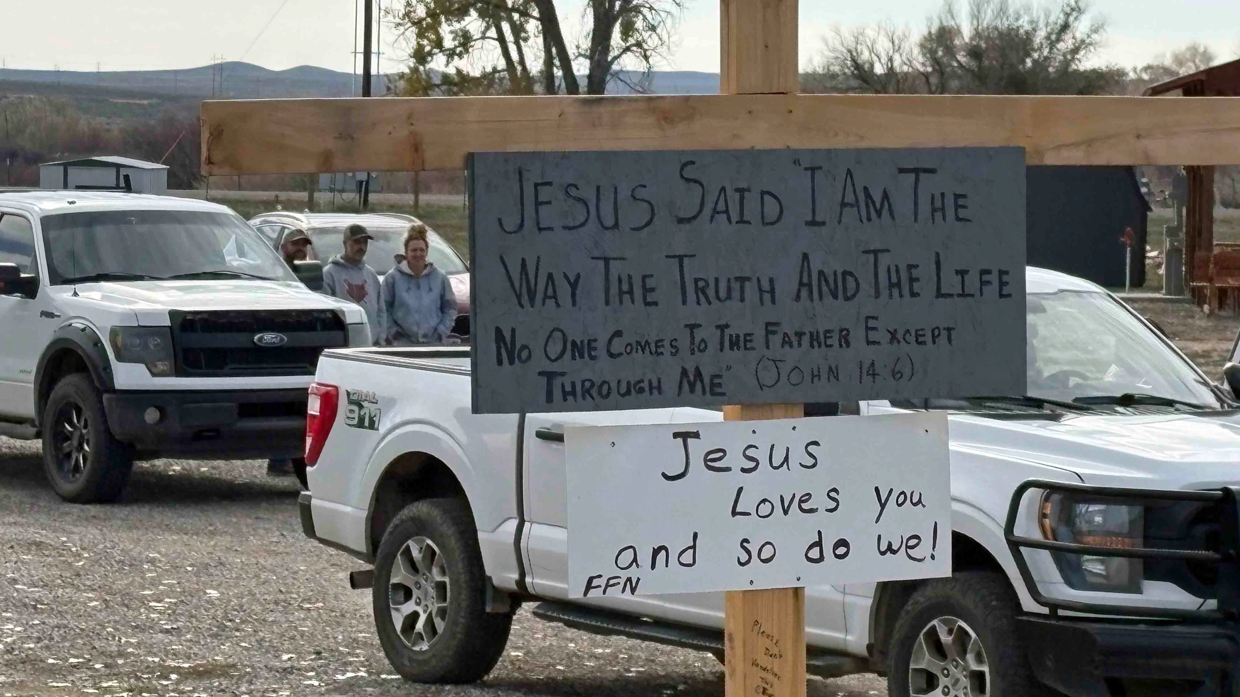 Northern Arapaho Tribal leaders gouged out the driveway leading from a tribal road into a church property Thursday, then planted two of the tribe's flags. It's the latest outcry after the church pastor called out "idolatry" in tribal rituals.