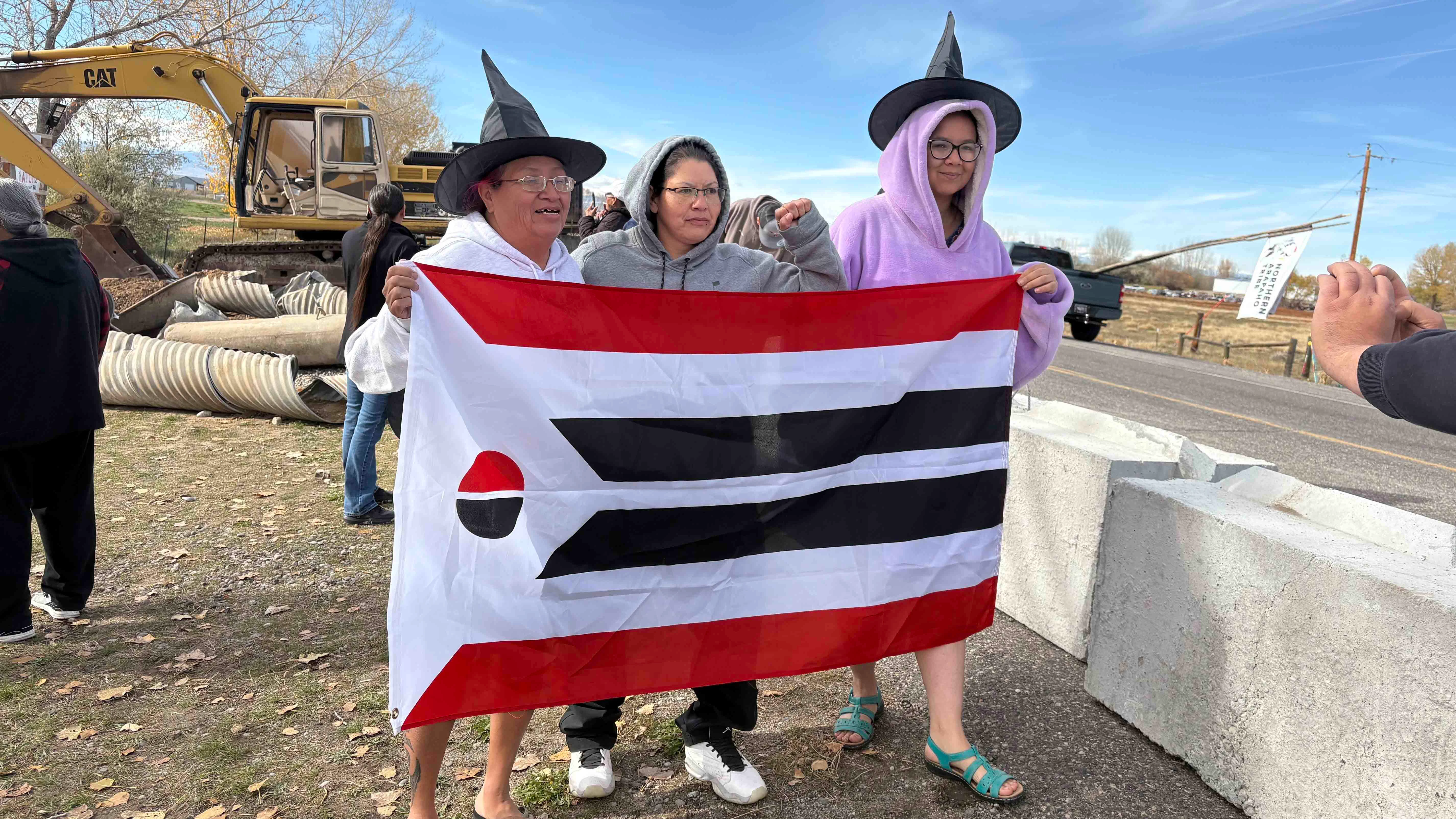 Northern Arapaho Tribal leaders gouged out the driveway leading from a tribal road into a church property Thursday, then planted two of the tribe's flags. It's the latest outcry after the church pastor called out "idolatry" in tribal rituals.