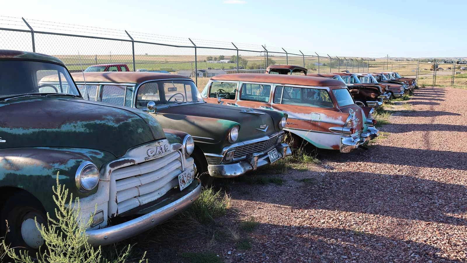 Unrestored classics in Frank Jones’ Wheatland car yard.