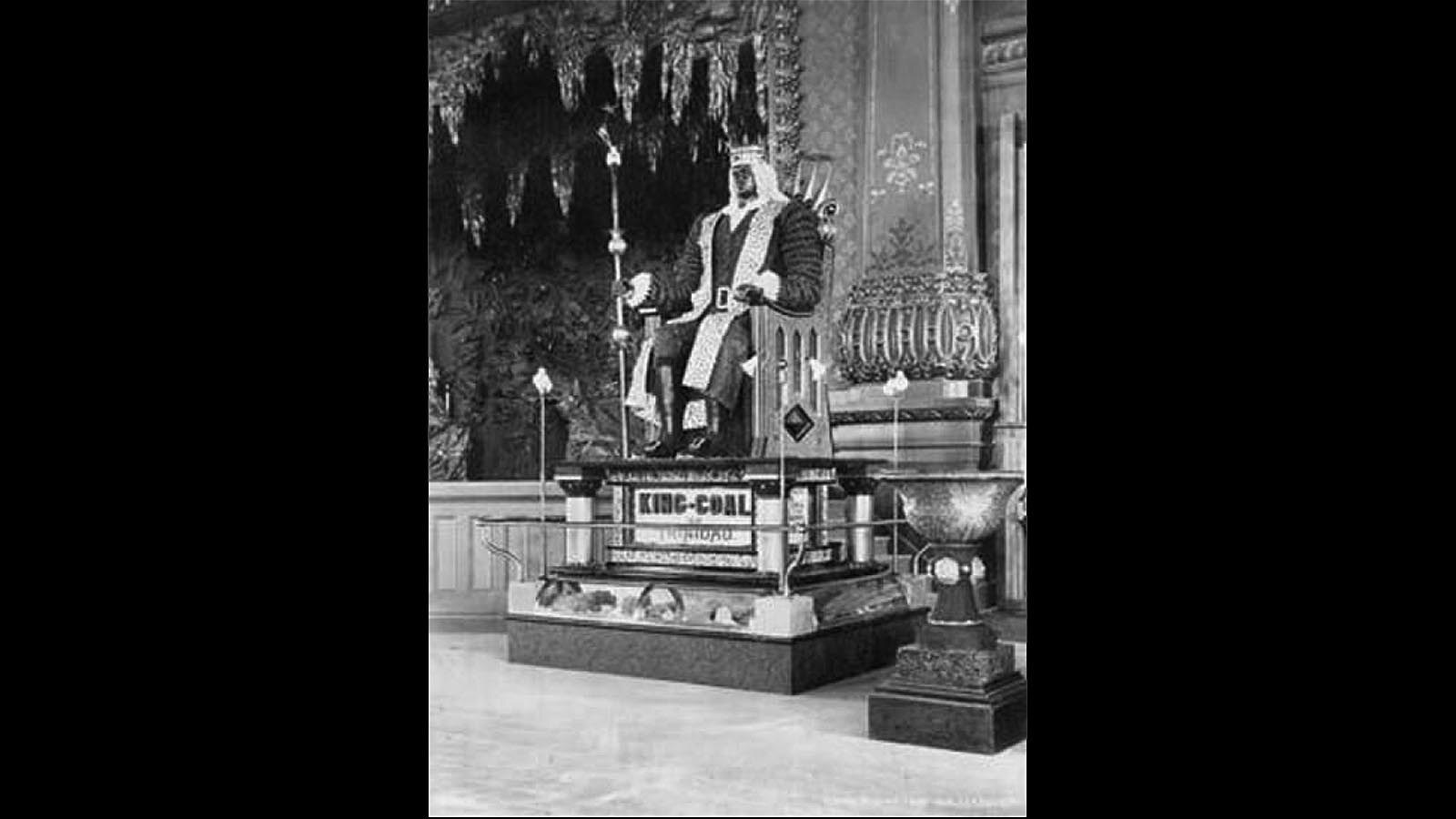 King Coal in the Colorado Mineral Palace in Pueblo, Colorado. The statue was made of coal, diamonds and diamond dust.