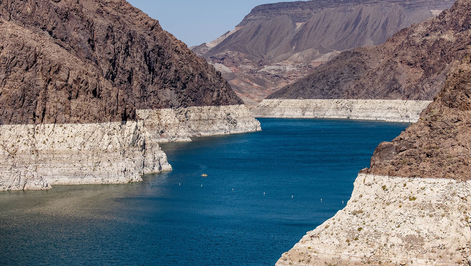 The waterline on the Colorado River as it runs through Nevada shows the stark reality of continuing stresses on the river and the 40 million people who rely on it.