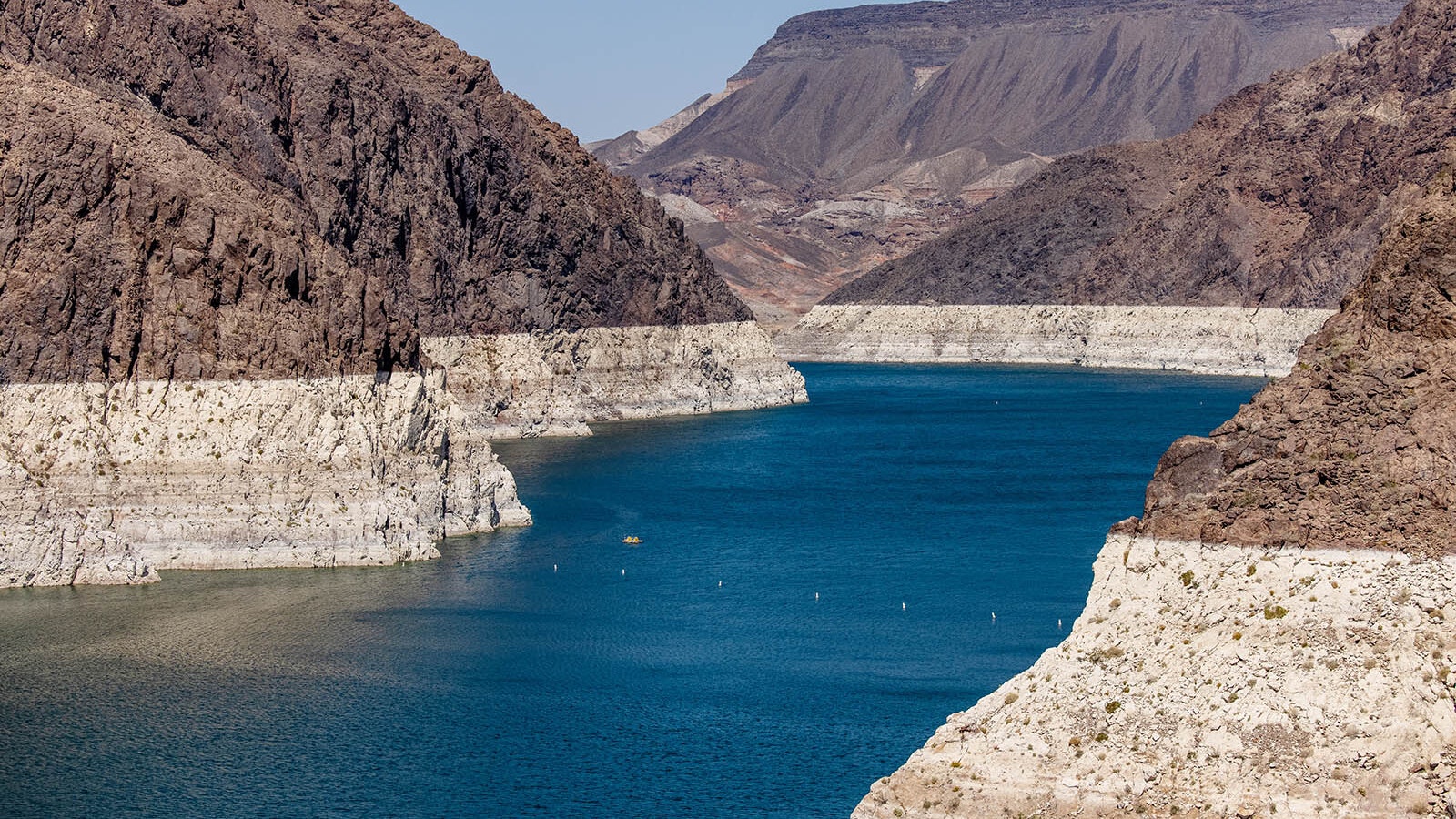 The waterline on the Colorado River as it runs through Nevada shows the stark reality of continuing stresses on the river and the 40 million people who rely on it.