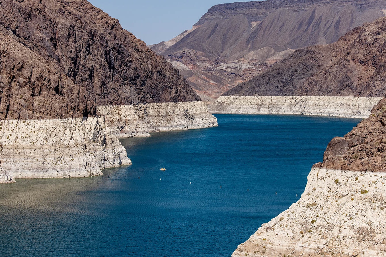 The waterline on the Colorado River as it runs through Nevada shows the stark reality of continuing stresses on the river and the 40 million people who rely on it.