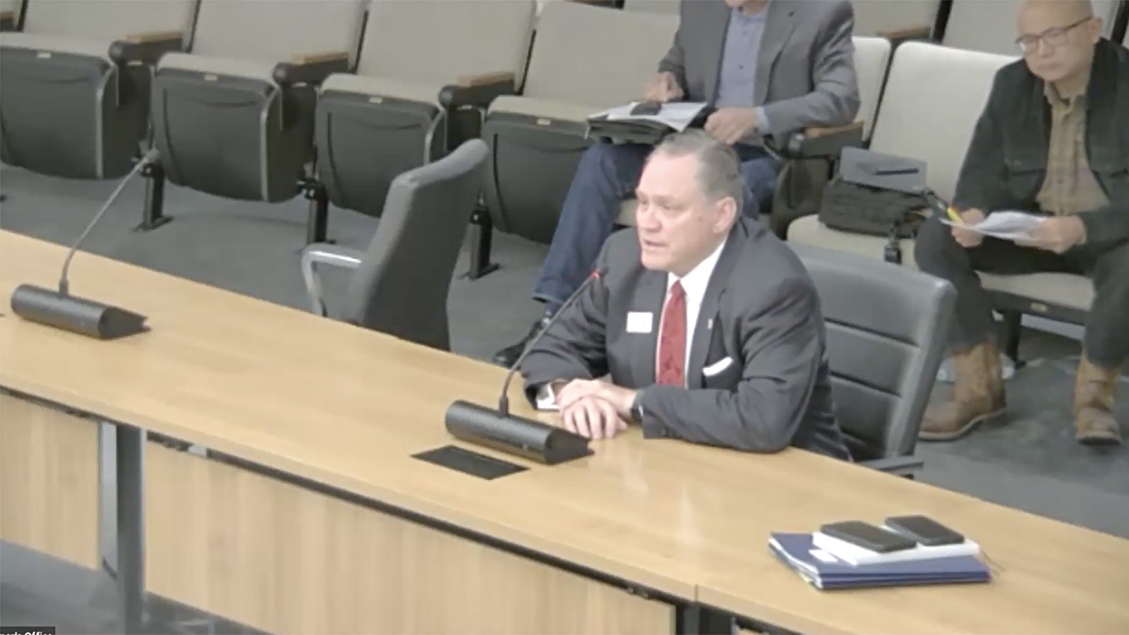 Wyoming Banking Association President and CEO Scott Meyer testifies for the Wyoming Stable Token Commission.