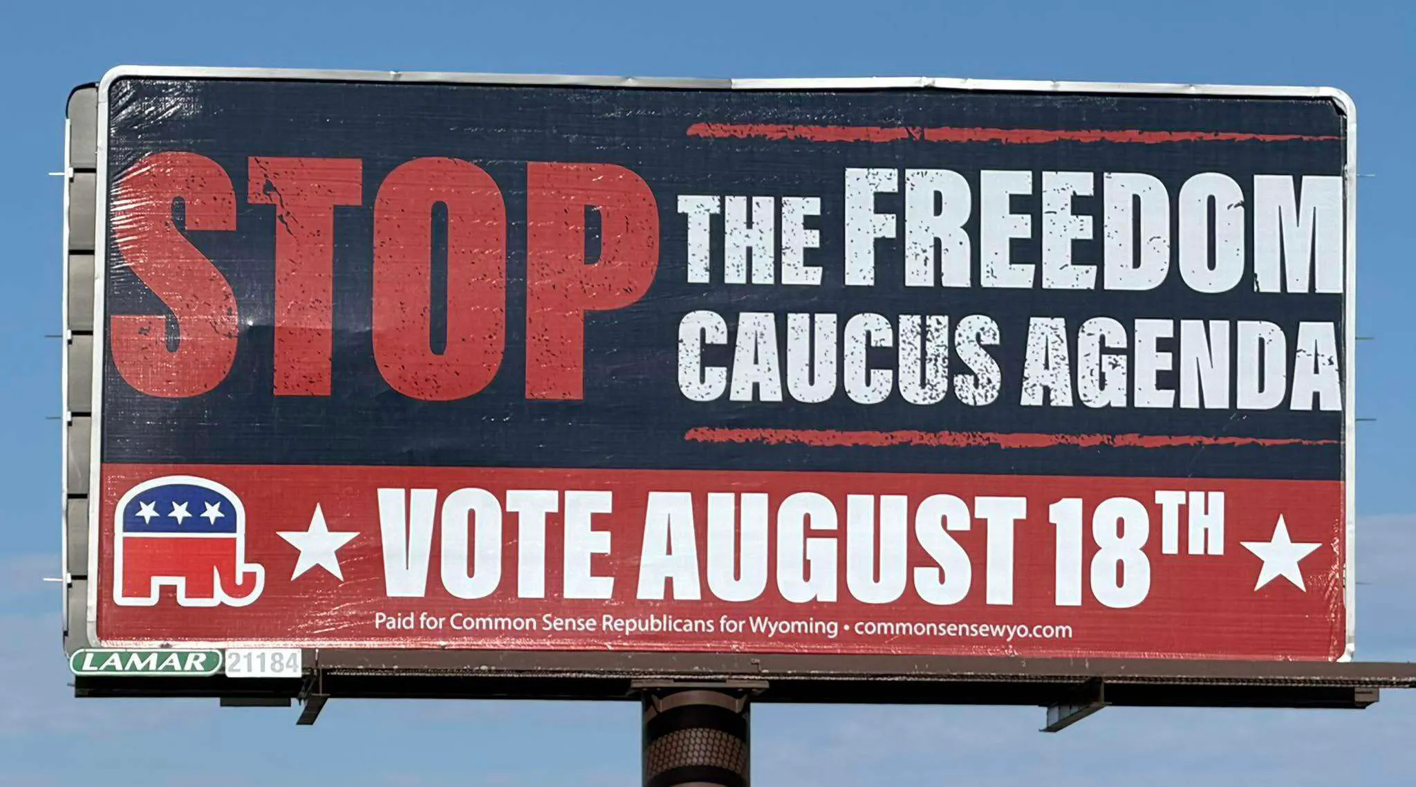 The Common Sense Republicans for Wyoming group says they will alter their billboards after the Wyoming Republican Party warned it could be a violation to use the official GOP elephant logo.