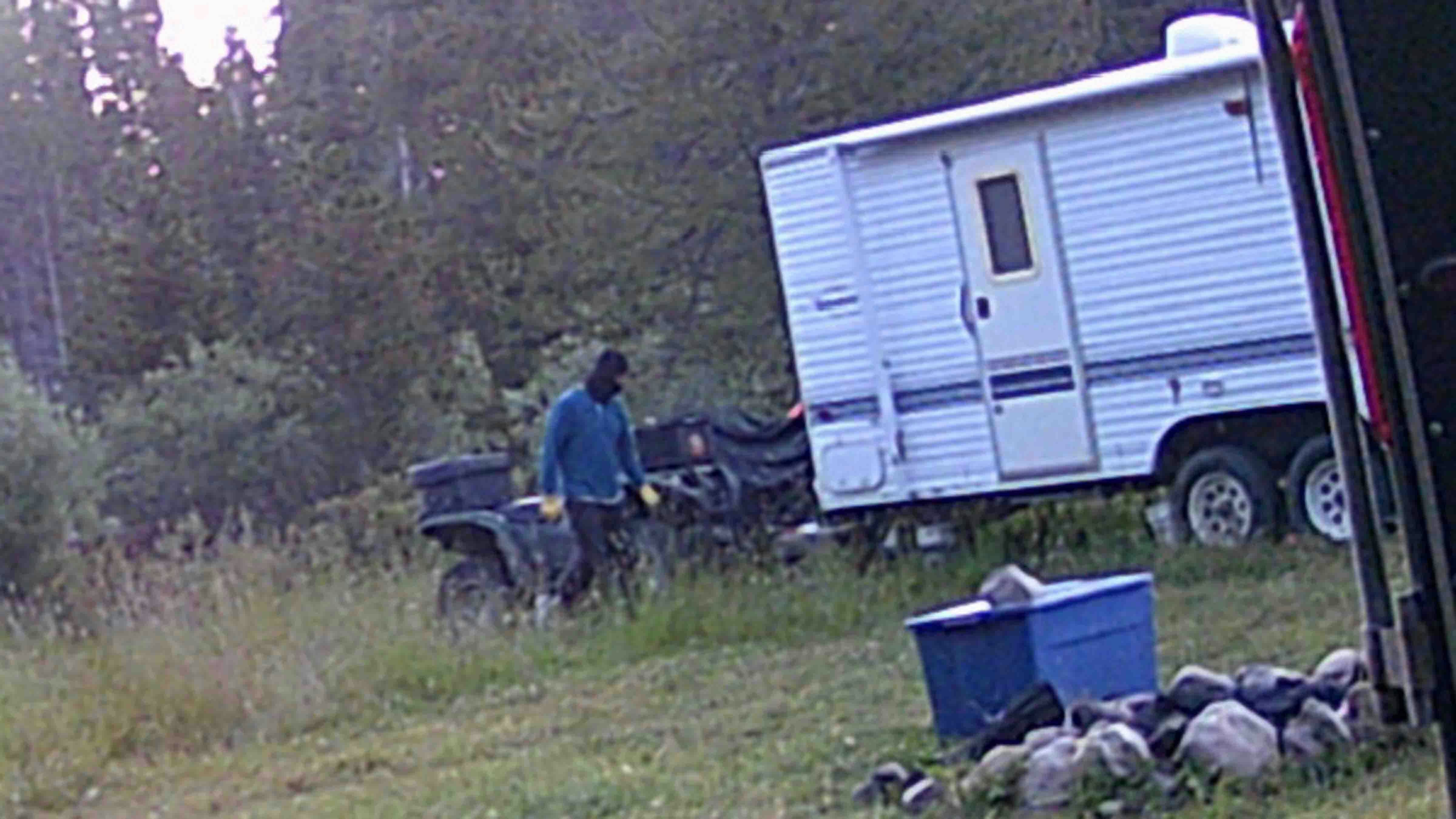 Trail cam photos captured several image of an unidentified masked man creeping around a campsite in the Bighorn Mountains in the wee hours of the morning on Thursday.
