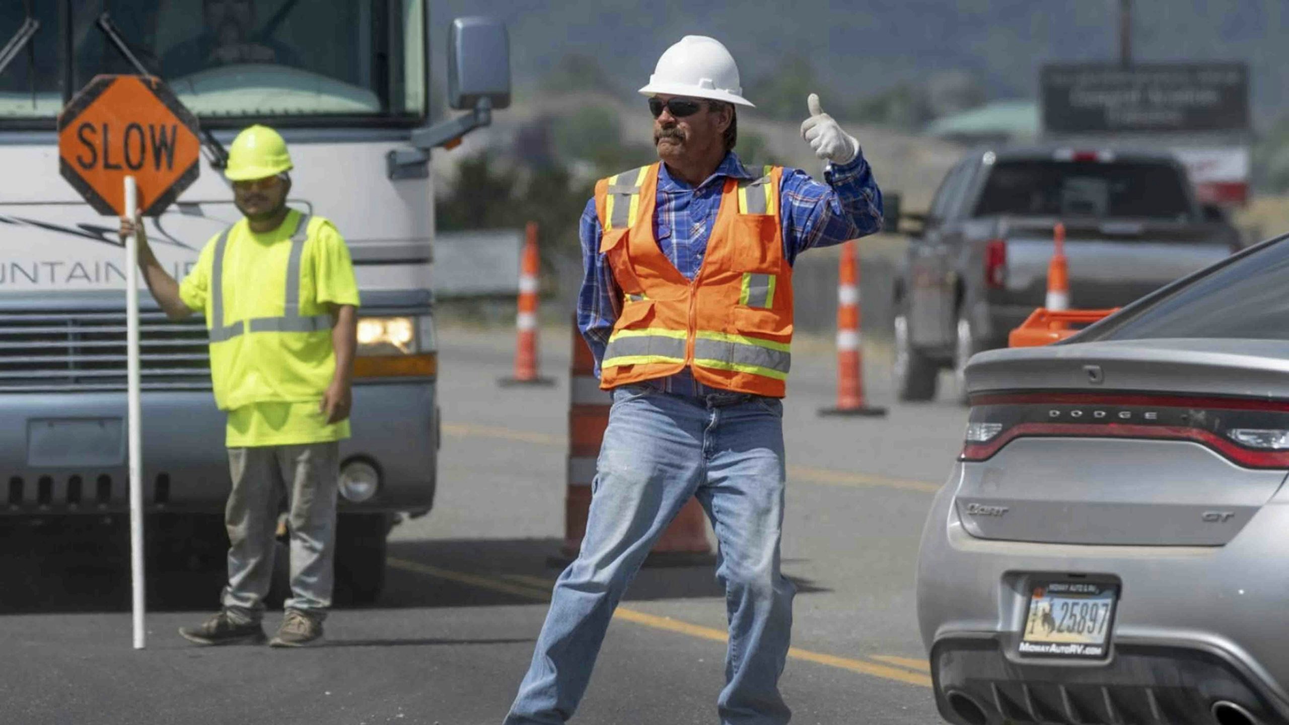 Dancing road worker scaled