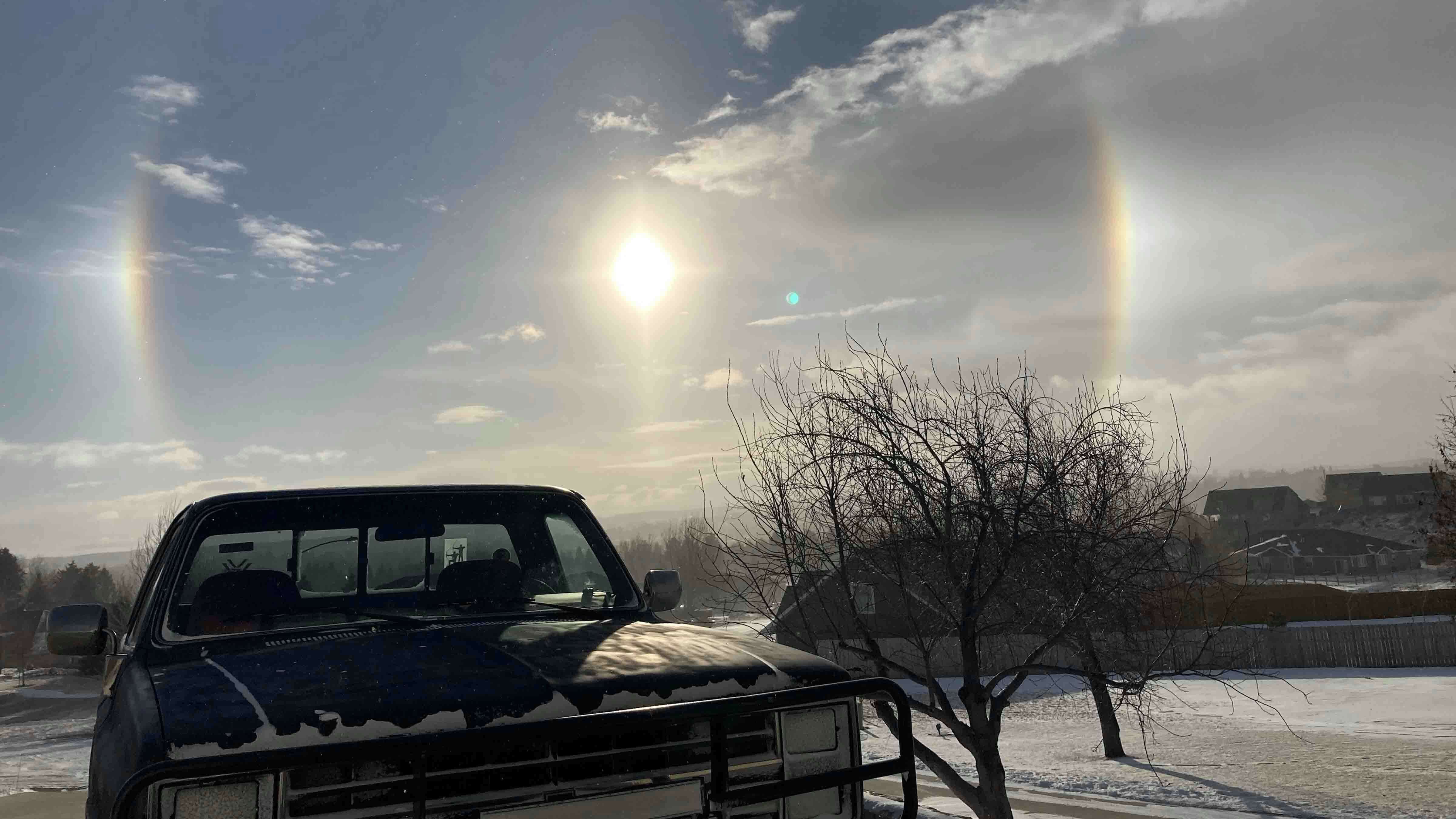 "Beautiful sun dog on this chilly morning in Buffalo! Taken 1/18/24"