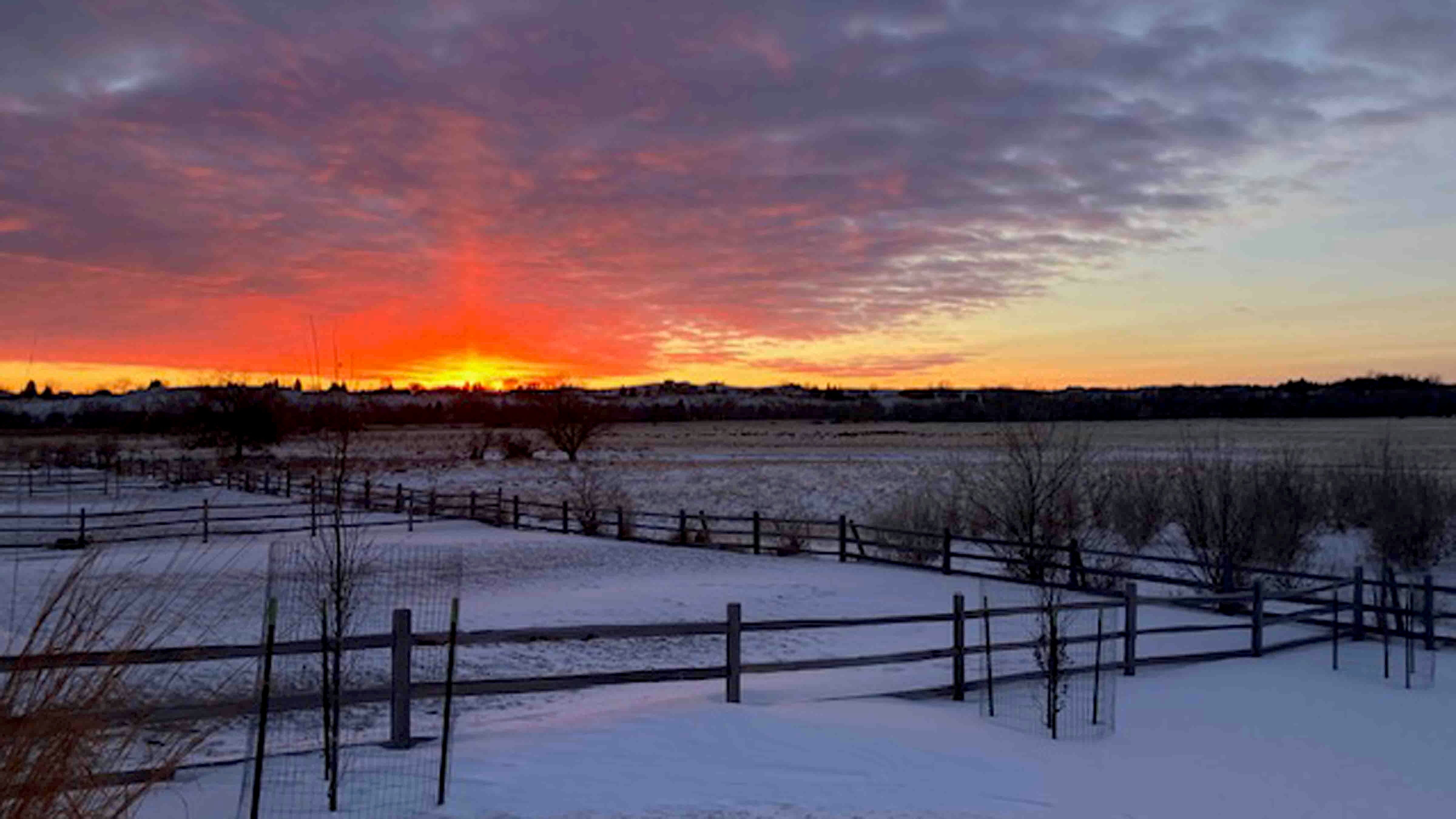 Sunrise in Buffalo, Wyoming, on January 19, 2024