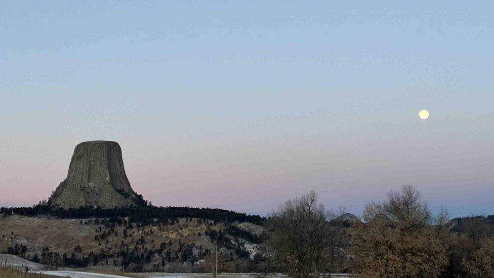 Moon over Devils Tower