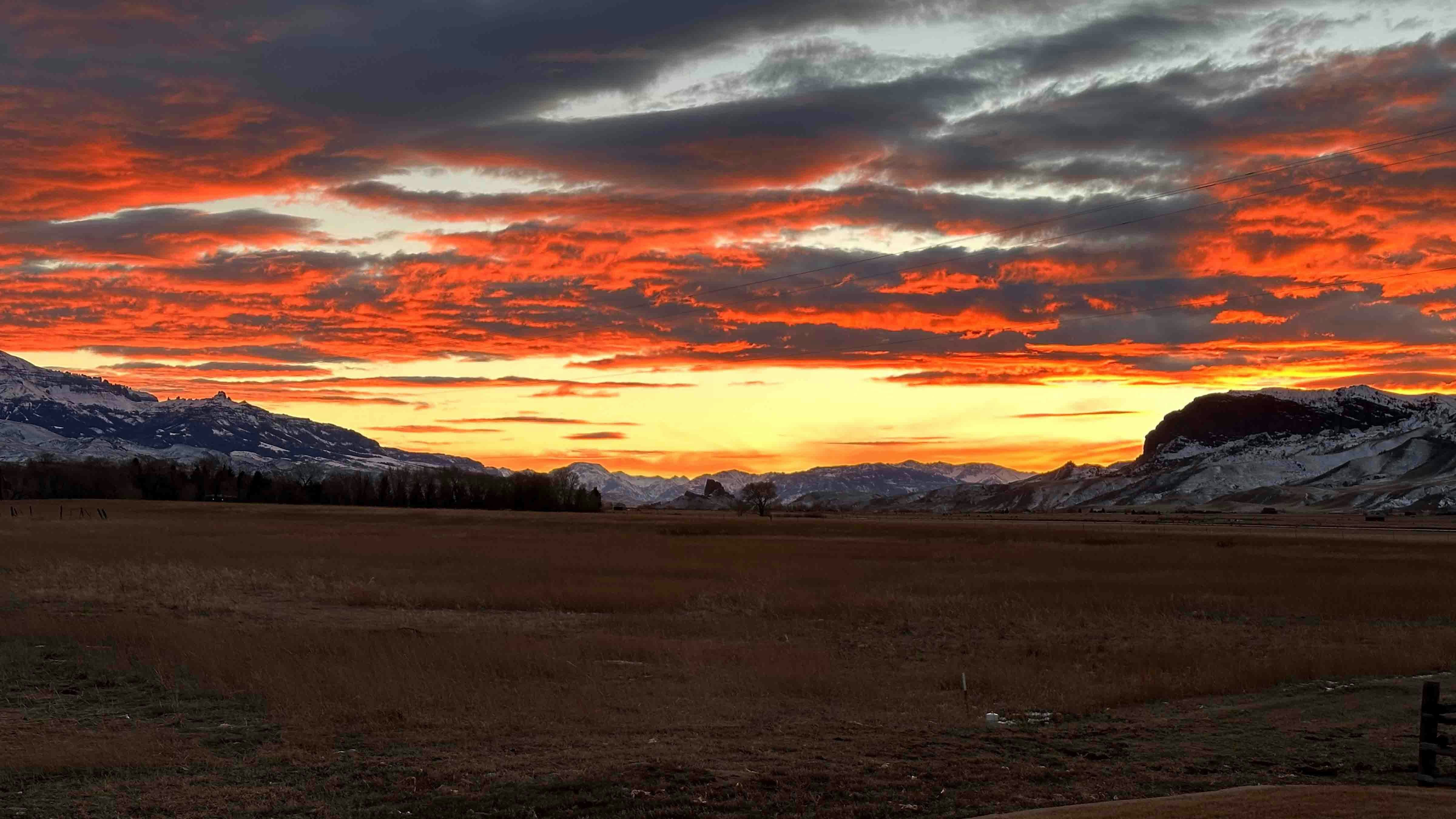 Last sunset of the year from the South Fork of the Shoshone River valley.