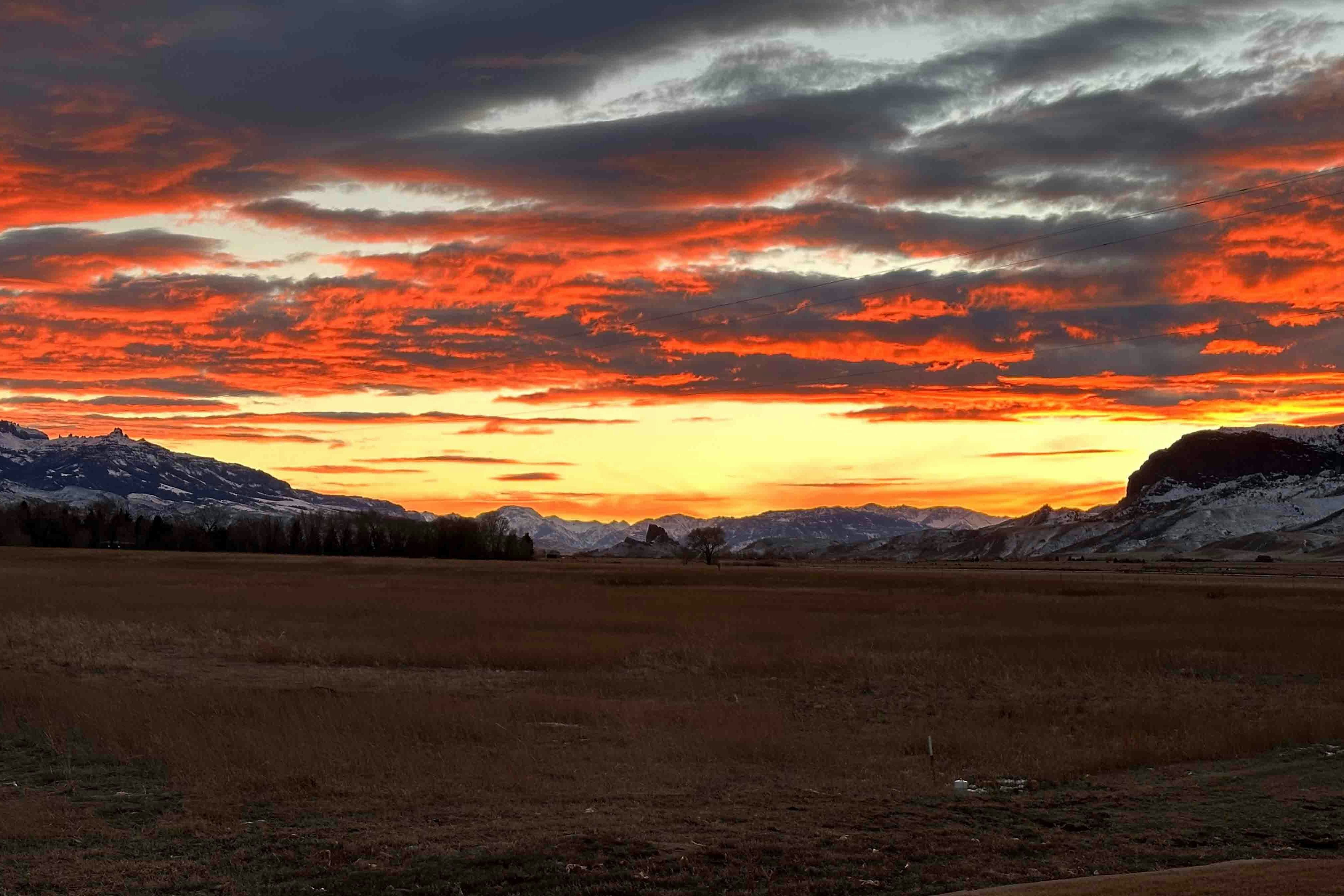 Last sunset of the year from the South Fork of the Shoshone River valley.