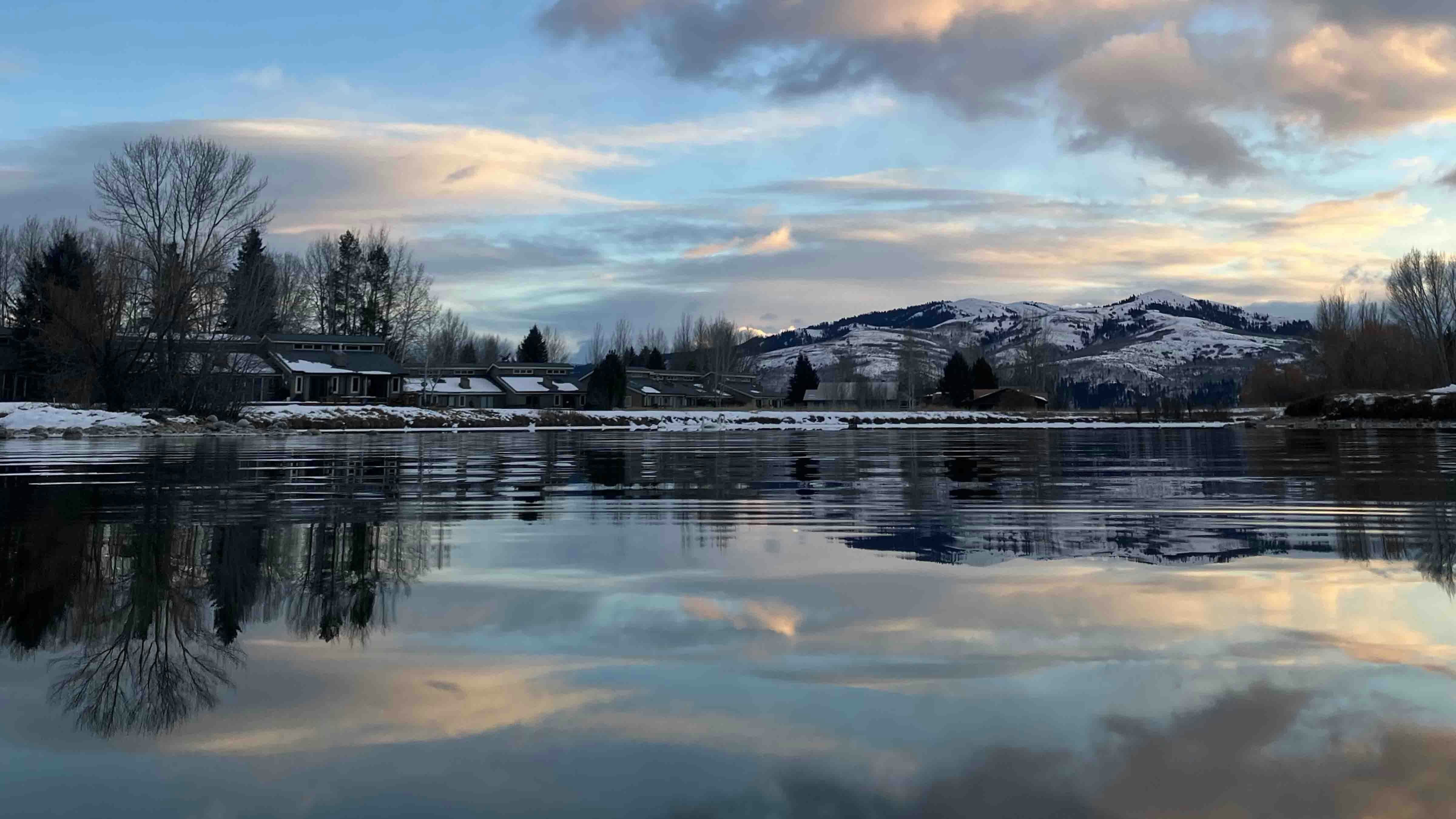 Pond at Rafter J Ranch in Jackson, Wyoming on Jan 6, 2024