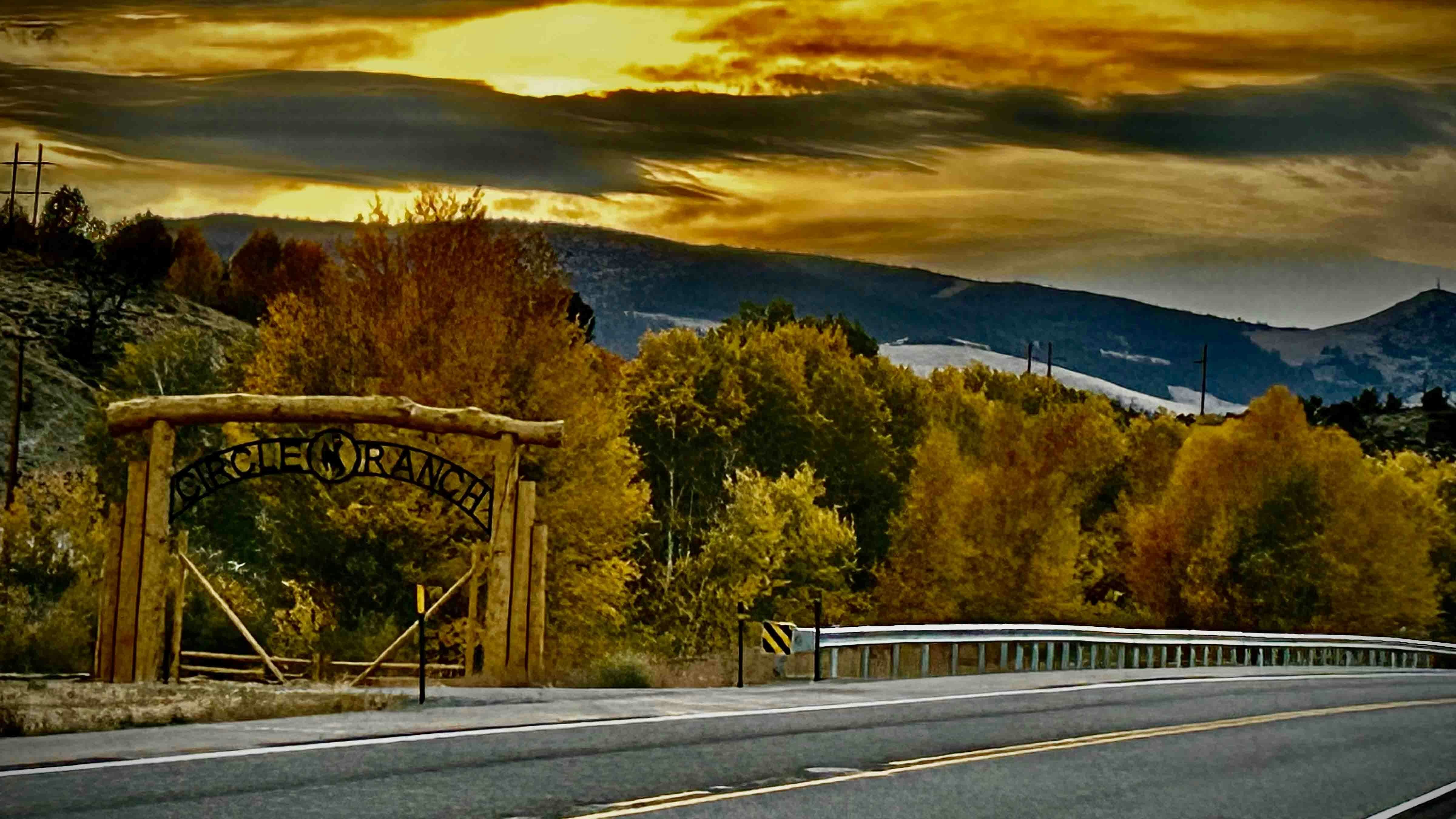 A fire tainted sunset and beautiful fall colors just east of Dubois on the circle ranch.