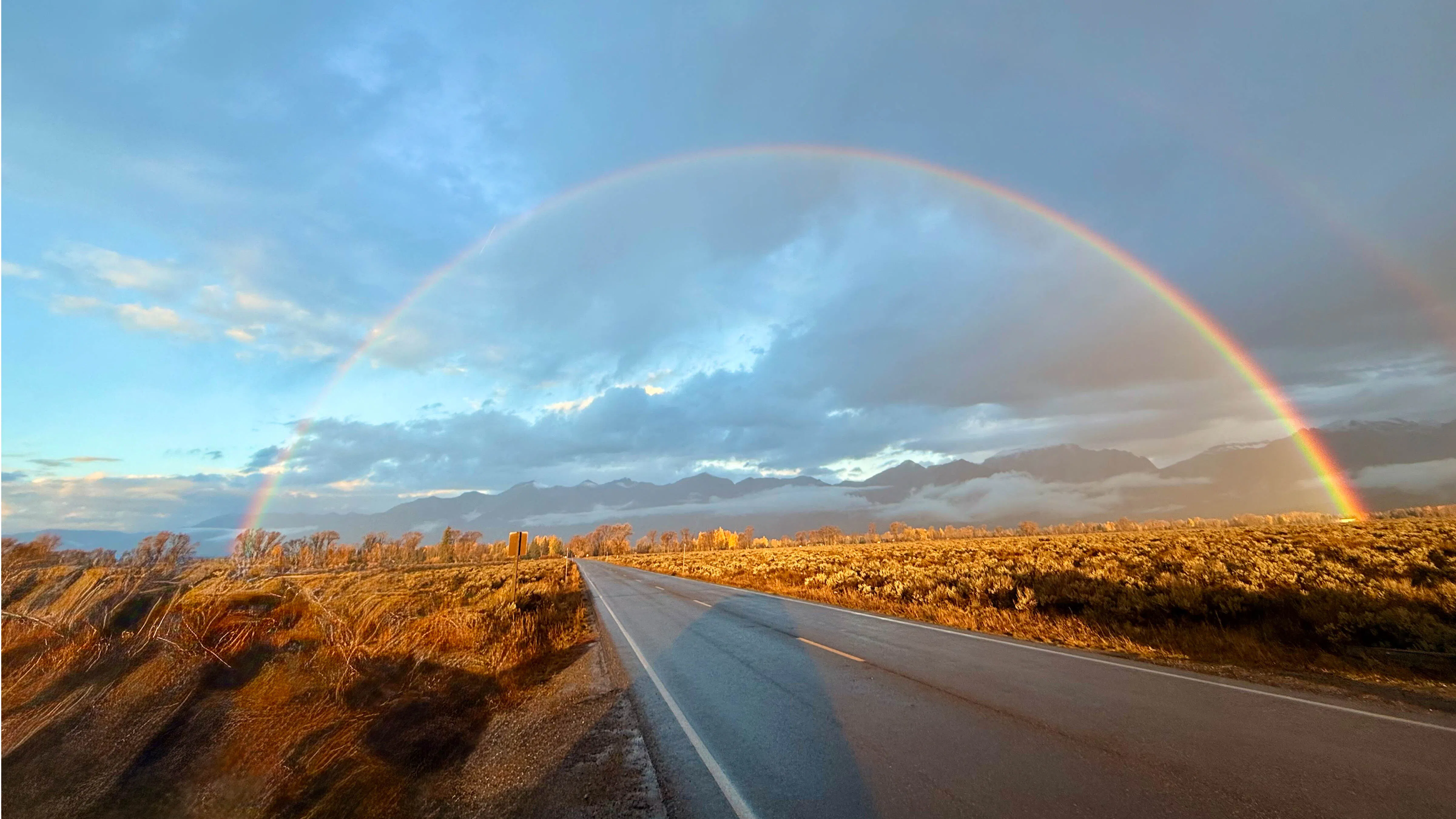 "North of Jackson looking at the south Teton mountain range."