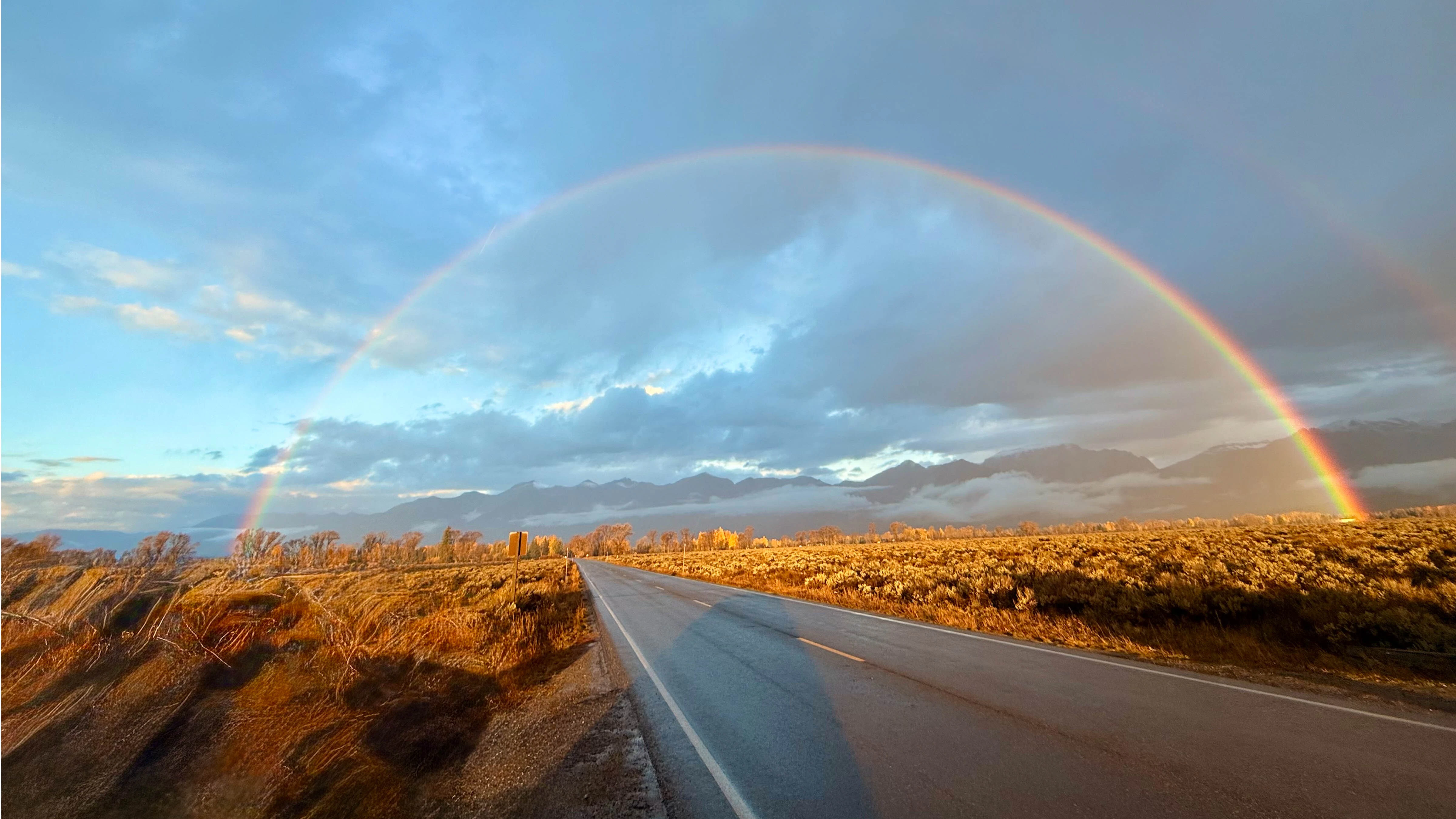 "North of Jackson looking at the south Teton mountain range."