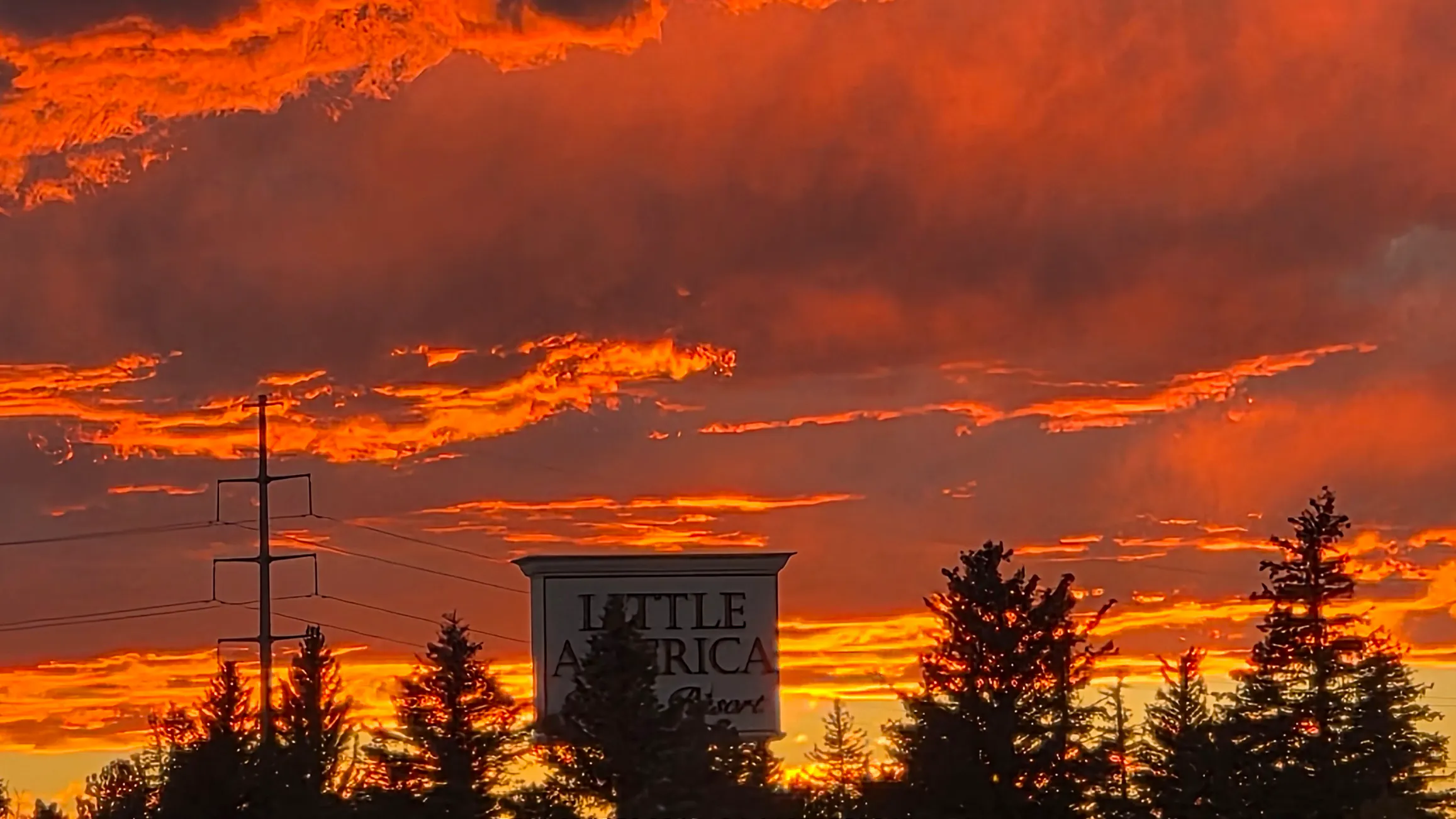 Beautiful Wyoming fall sunset over Little America in Cheyenne.