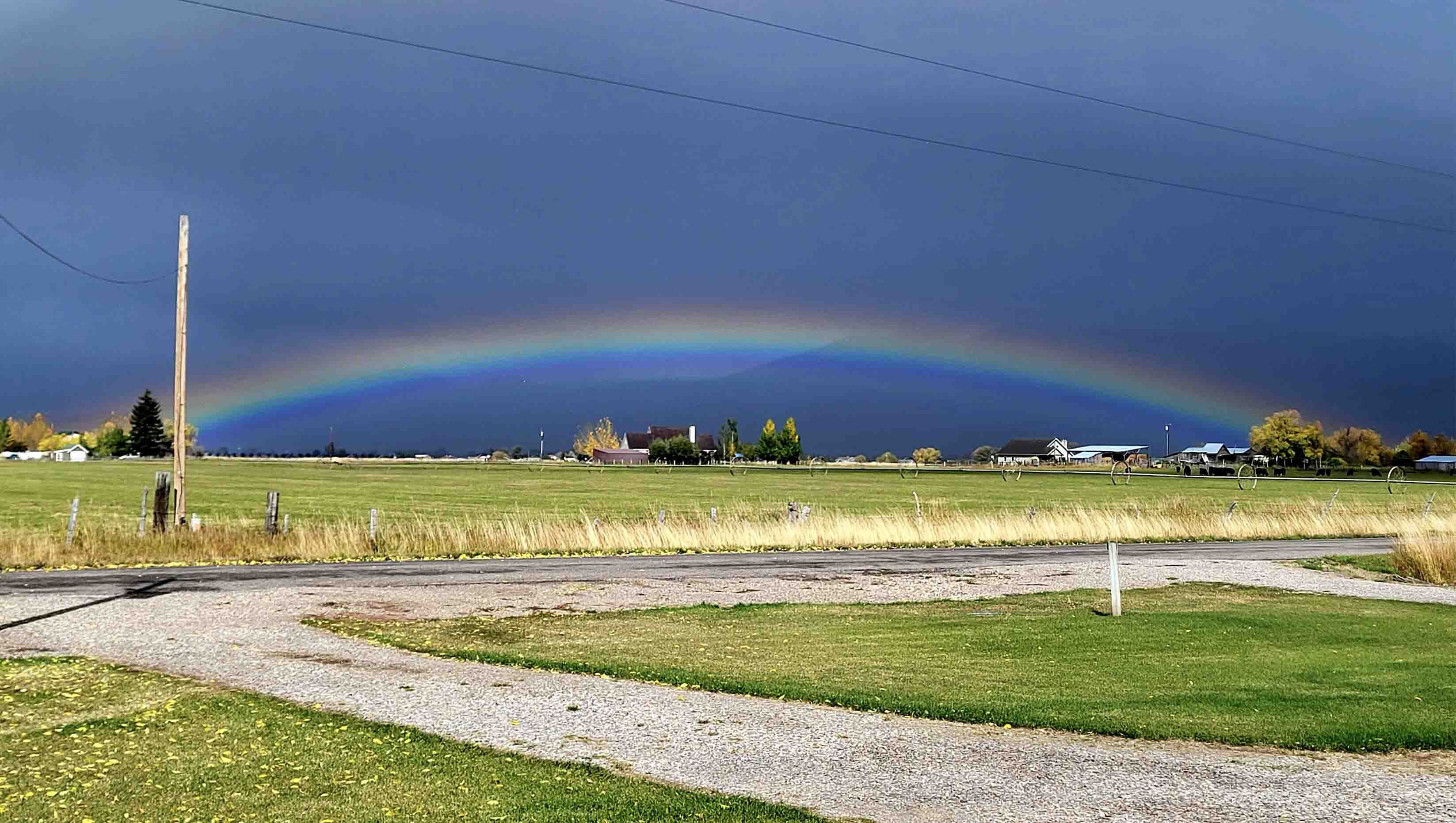 Rainbow over Afton, Wyoming on October 1, 2023 (includes pot of gold)