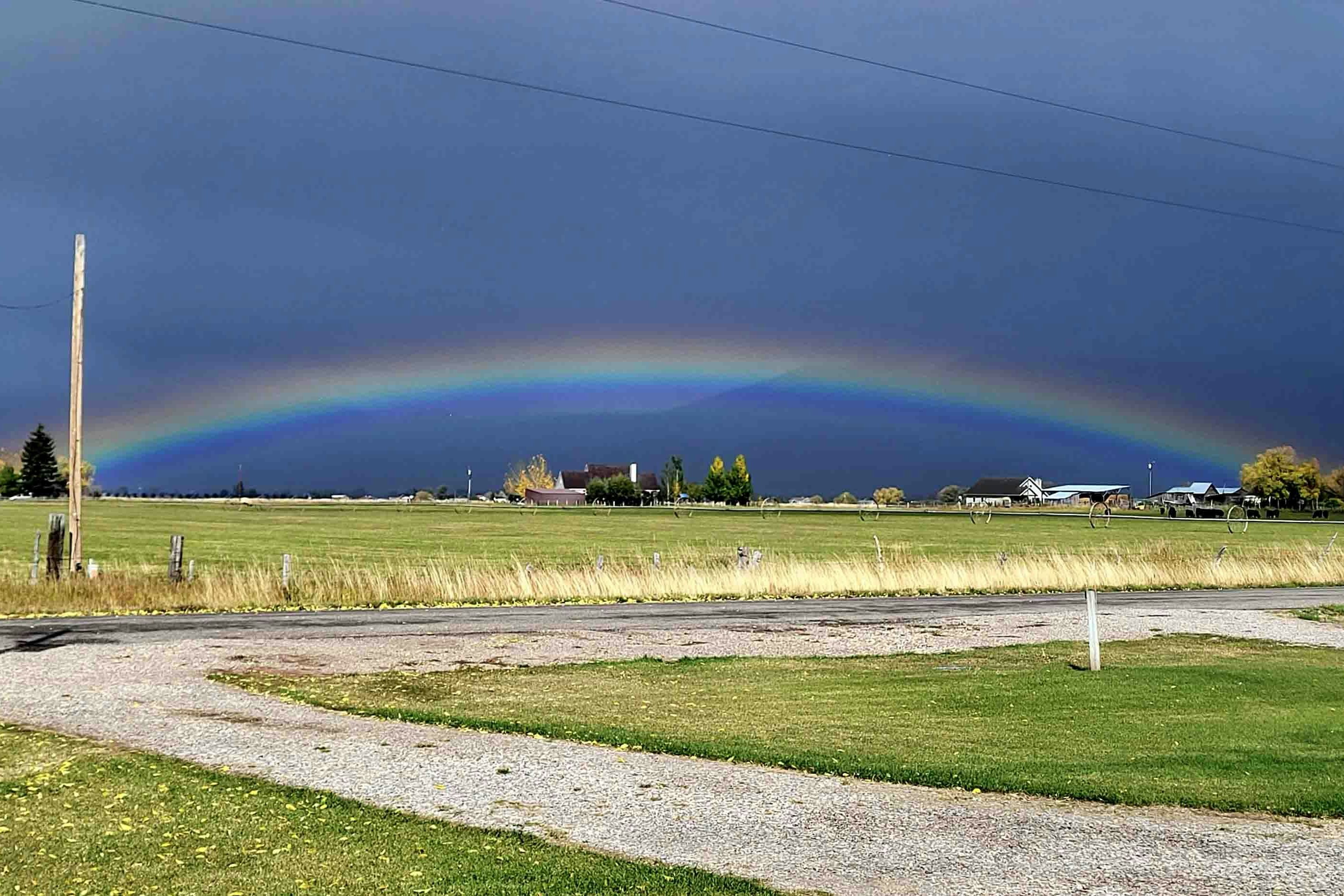 Rainbow over Afton, Wyoming on October 1, 2023 (includes pot of gold)