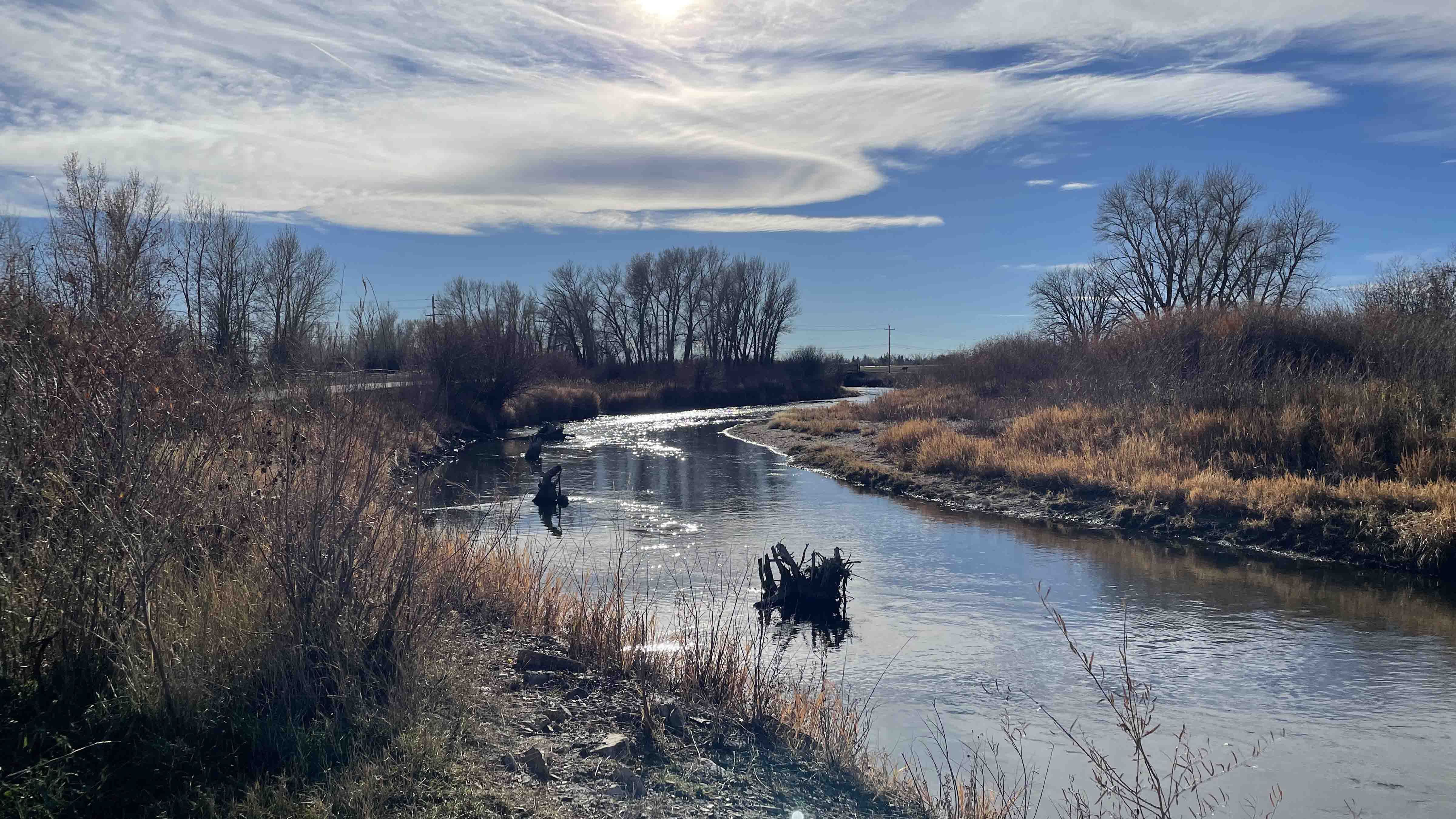 Walking path besides the Laramie’s River mid afternoon.